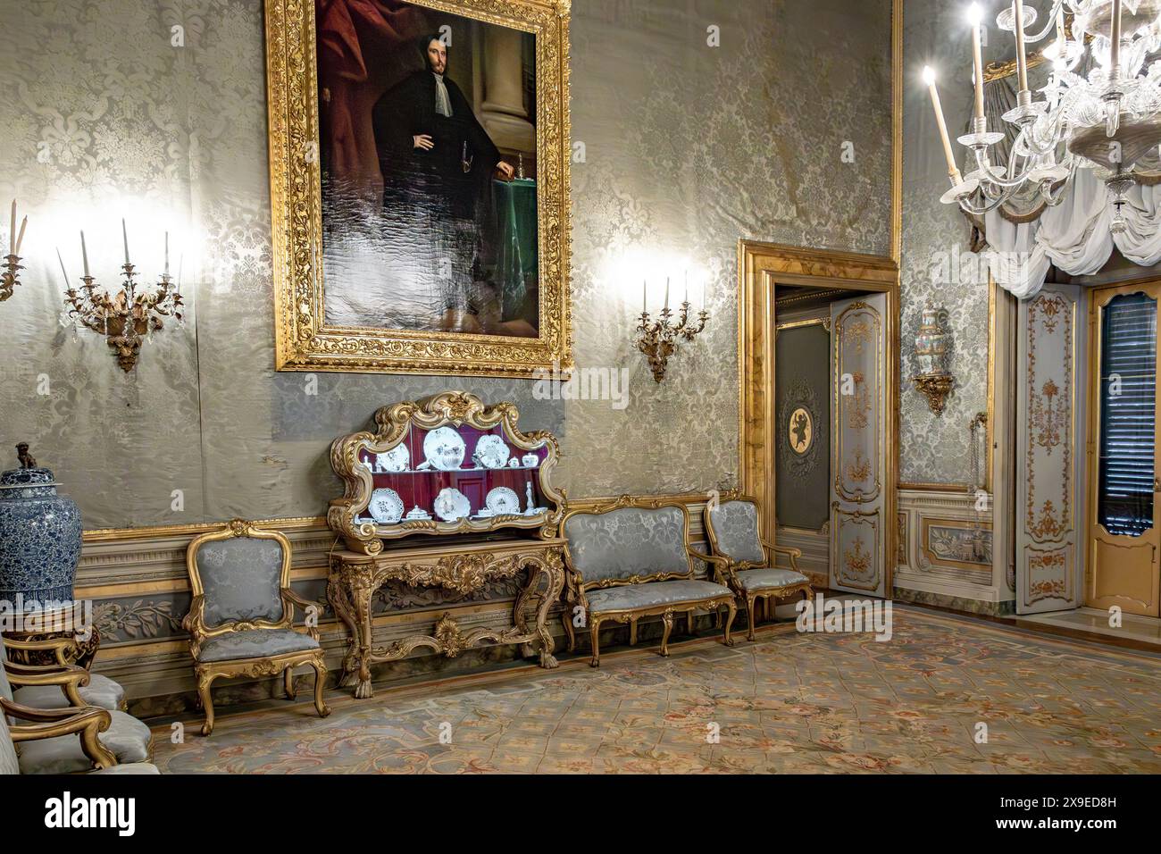 The Blue Room, eines der privaten Apartments in der Galleria Doria Pamphilj, Rom, Italien Stockfoto