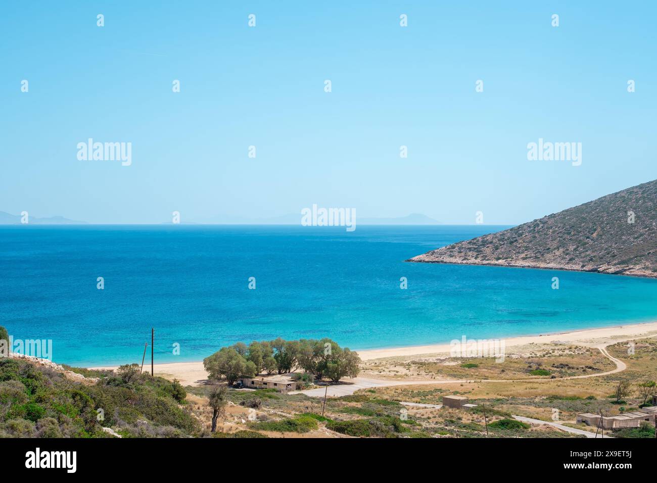 Panoramablick auf die malerische und beliebte Insel iOS Griechenland Stockfoto