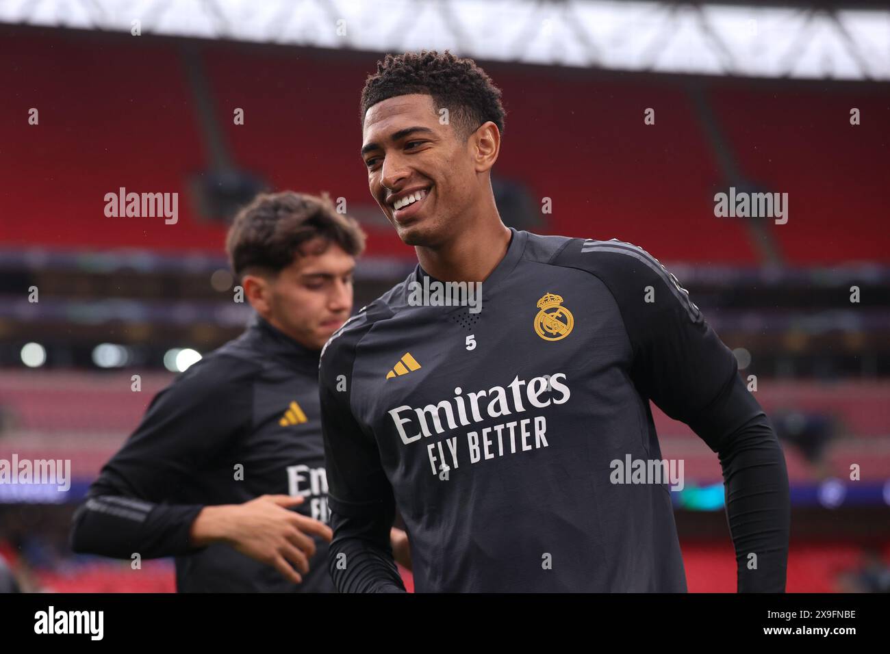 Jude Bellingham während eines offenen Trainings am Tag vor dem UEFA Champions League-Finale zwischen Borussia Dortmund und Real Madrid am Freitag, den 31. Mai 2024, im Wembley Stadium in London. (Foto: Pat Isaacs | MI News) Credit: MI News & Sport /Alamy Live News Stockfoto