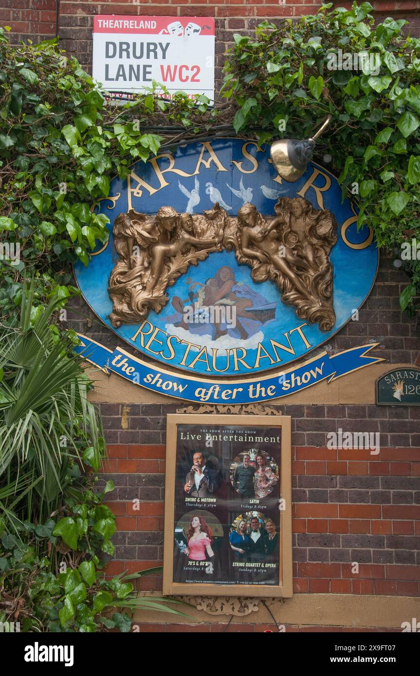 Sarastro, ein mediterranes Restaurant in Drury Lane, West End, London, England Stockfoto