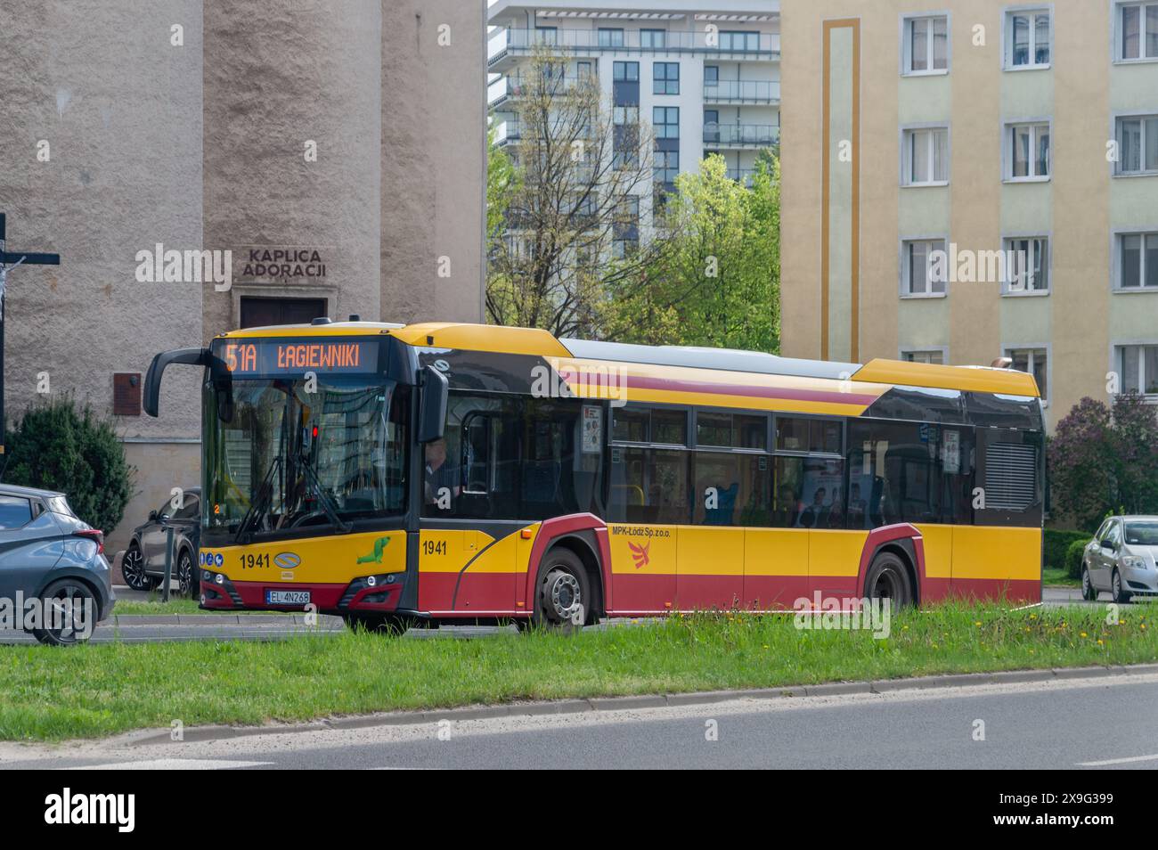 Lodz, Polen - 14. April 2024: Stadtbus Lodz. Stockfoto