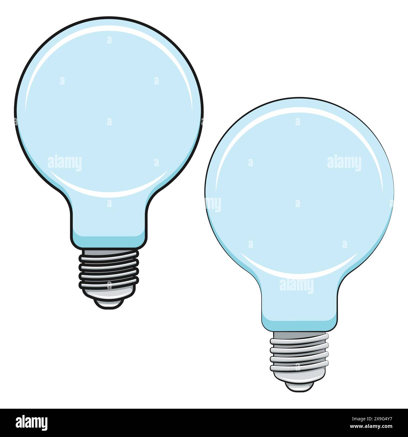 Satz von farbigen Abbildungen, Glühlampe. Isolierte Vektorobjekte auf weißem Hintergrund. Stock Vektor
