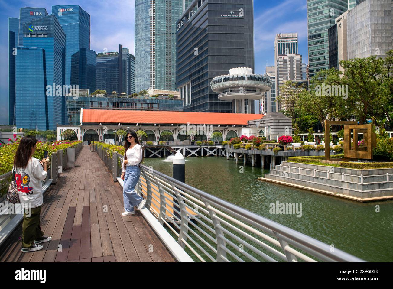 CBD-Gebäude vom Clifford Square, Marina Bay, Central Business District CBD-Gebäude auf Singapore Island (Pulau Ujong), Singapur. Stockfoto