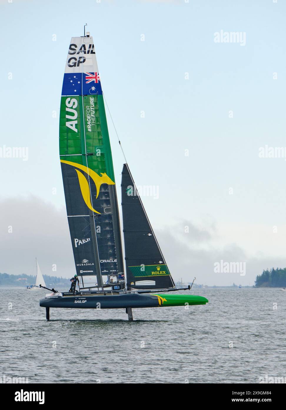 Halifax, Nova Scotia, Kanada. Mai 31 2024. Das australische SailGP-Team am Freitag trainiert das erste Halifax SailGP-Rennen am Wochenende Quelle: Meanderingemu/Alamy Live News Stockfoto