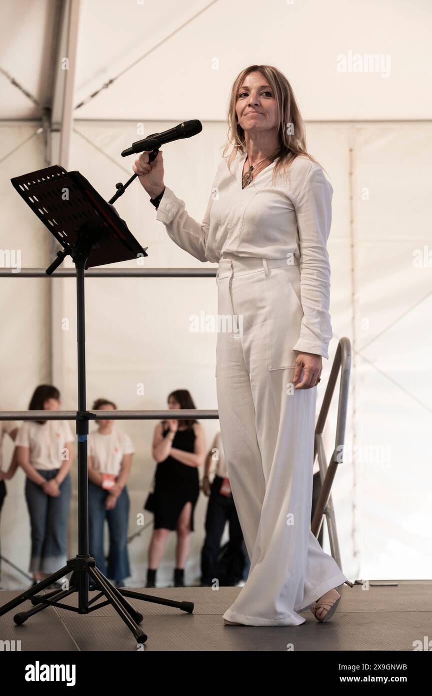 Die Präsidentin der Slow Food Italia Barbara Nappini während einer Konferenz in Pollenzo (Bra), Piemont, Italien Stockfoto