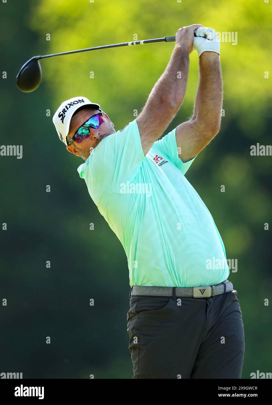 Hamilton, Kanada. 31. Mai 2024. Ryan Fox schlägt am Freitag, den 31. Mai 2024, im vierten Loch bei den Canadian Open in Hamilton, ONT. Ab. Quelle: The Canadian Press/Alamy Live News Stockfoto