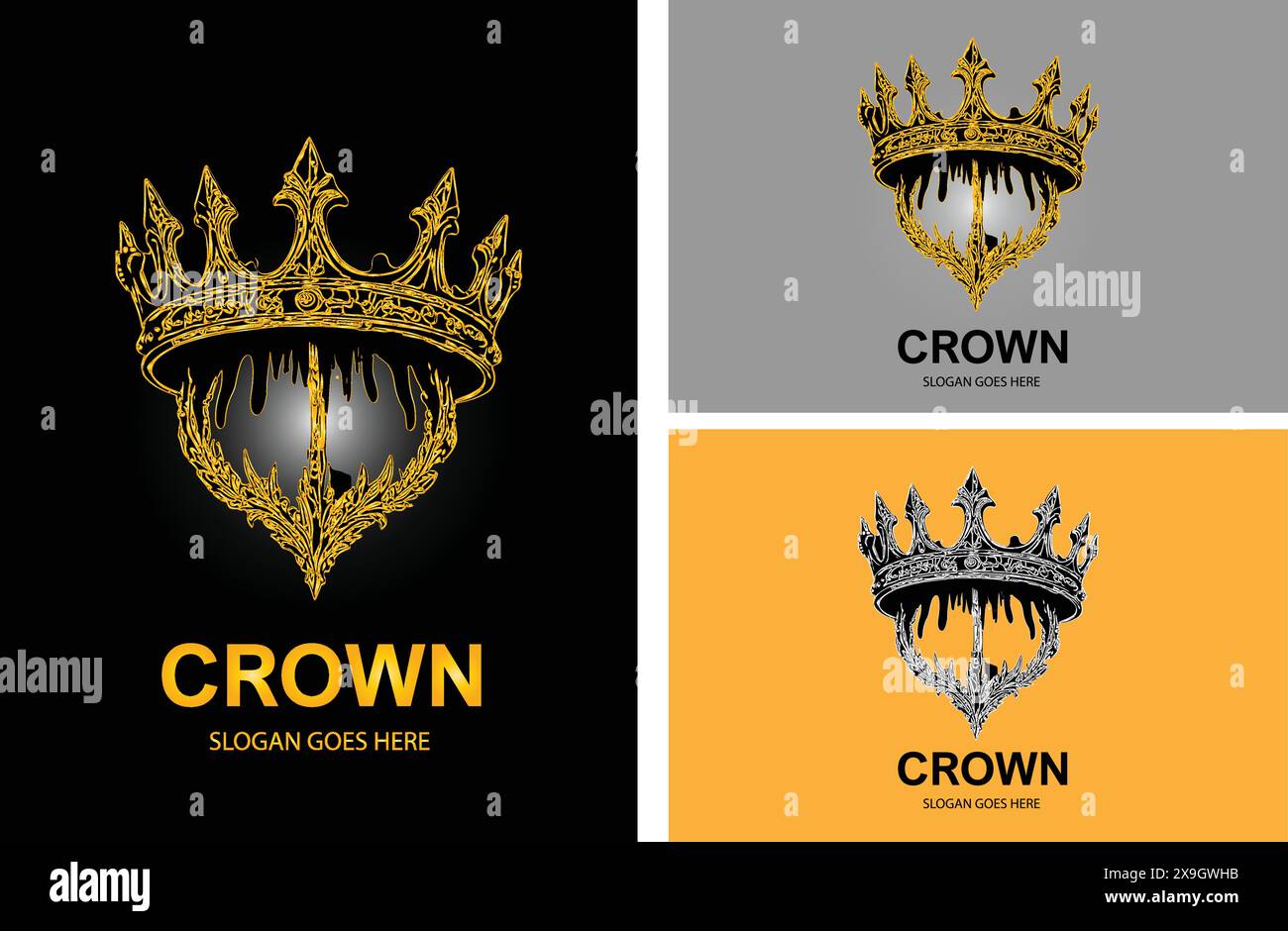 Design mit Illustration des Kronenlogos Stock Vektor