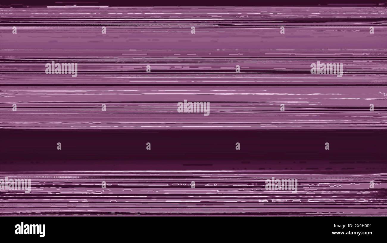 Abstrakte digitale Kunst mit horizontalen lila Linien, die einen Störfaktor oder Verzerrungseffekt erzeugen Stockfoto