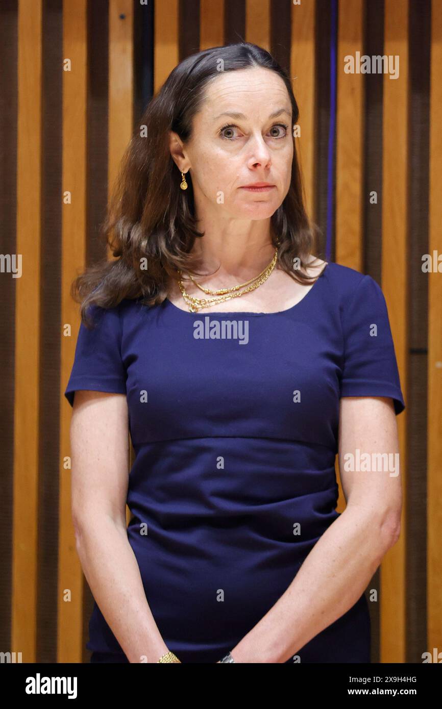 One Police Plaza, New York, USA, 31. Mai 2024 – die stellvertretende Kommissarin Rebecca Weiner, Bürgermeister Eric Adams und der Kommissar des New York City Police Department (NYPD) Edward Caban halten heute in New York eine Sicherheitsbesprechung über die Israel Day Parade. Foto: Luiz Rampelotto/EuropaNewswire nur redaktionelle Verwendung. Nicht für kommerzielle ZWECKE! Stockfoto