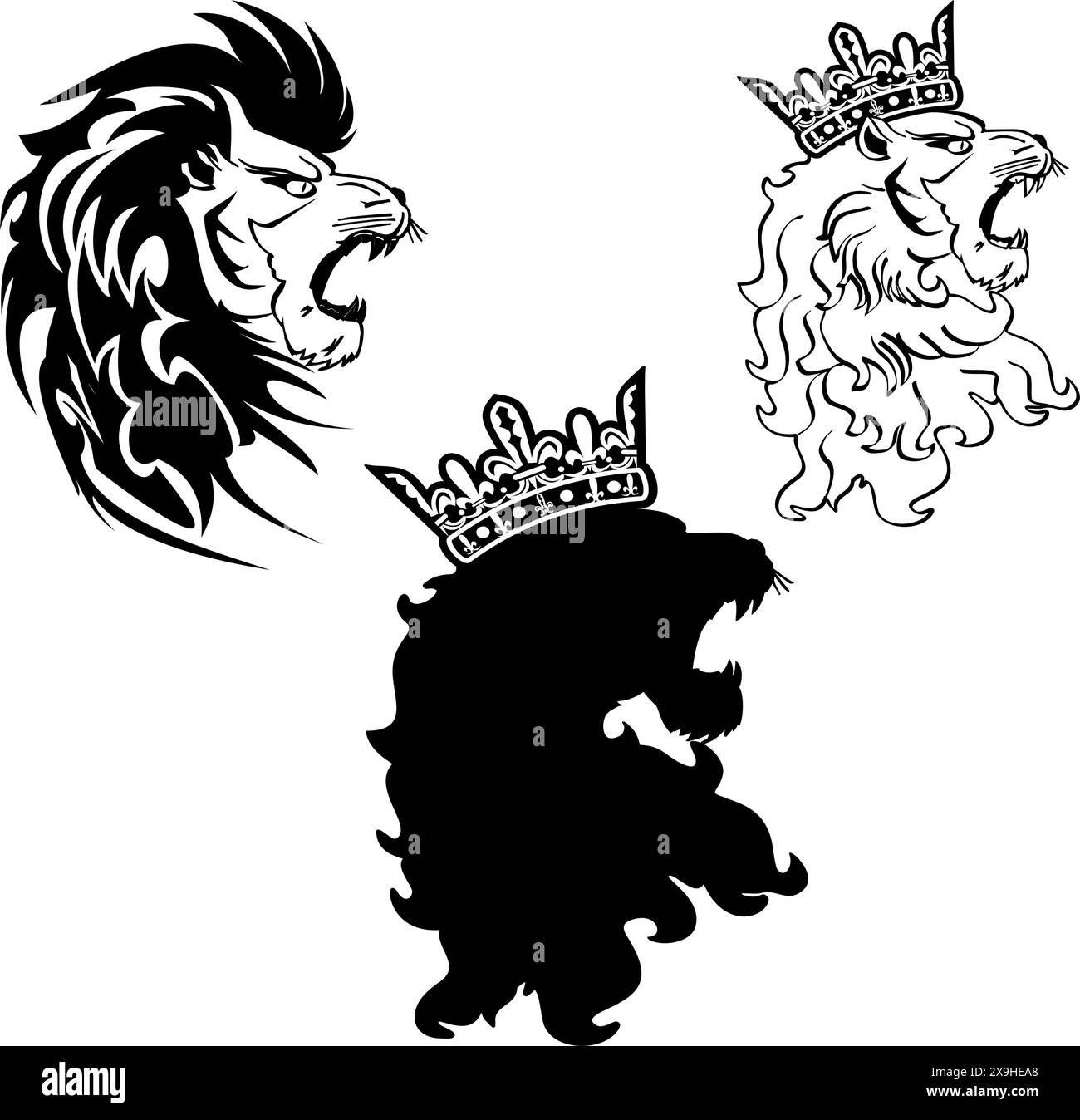 Heraldic Lion Pack Collection Set Illustration im Vektorformat Stock Vektor