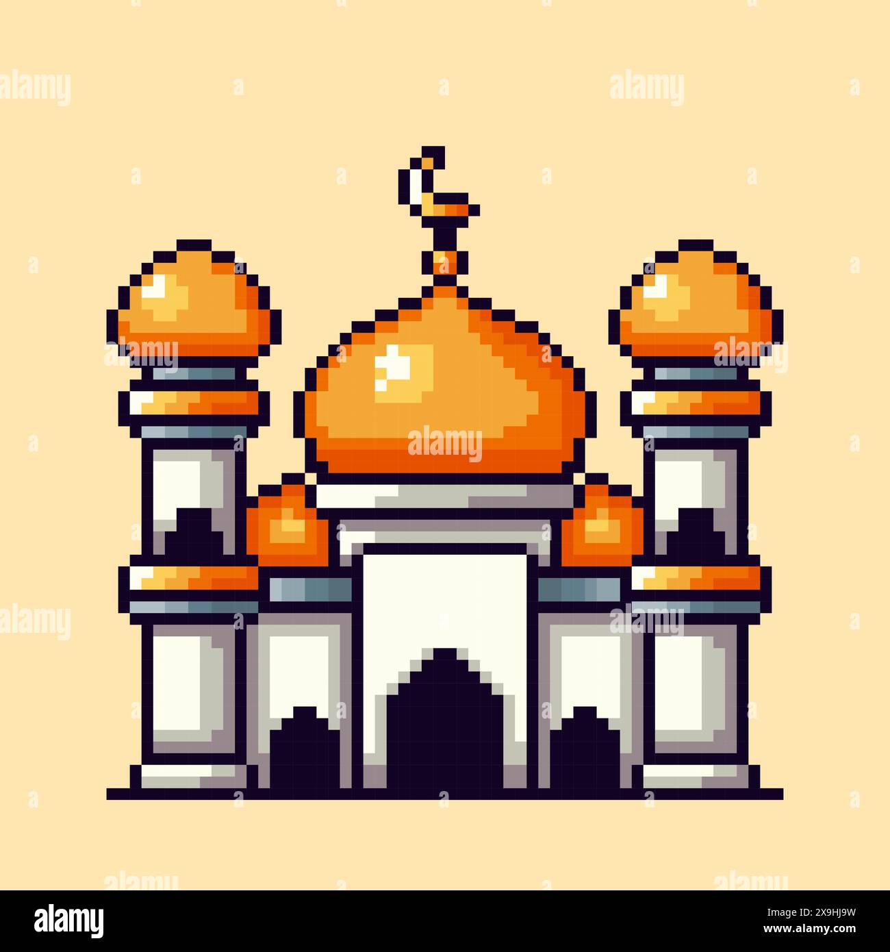 Vektor-Illustration des Moschee-Designs mit Pixel Art Design, perfekt für Spielelemente thematische Designs Stock Vektor