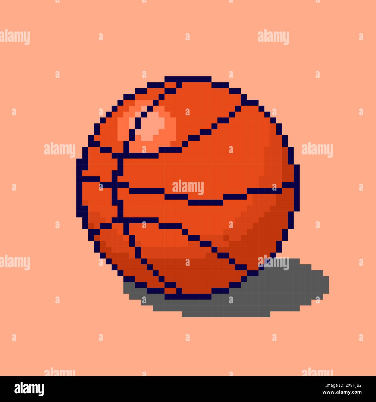 Vektor-Illustration von Basketball mit Pixel Art Design, perfekt für Spielelemente thematische Designs Stock Vektor