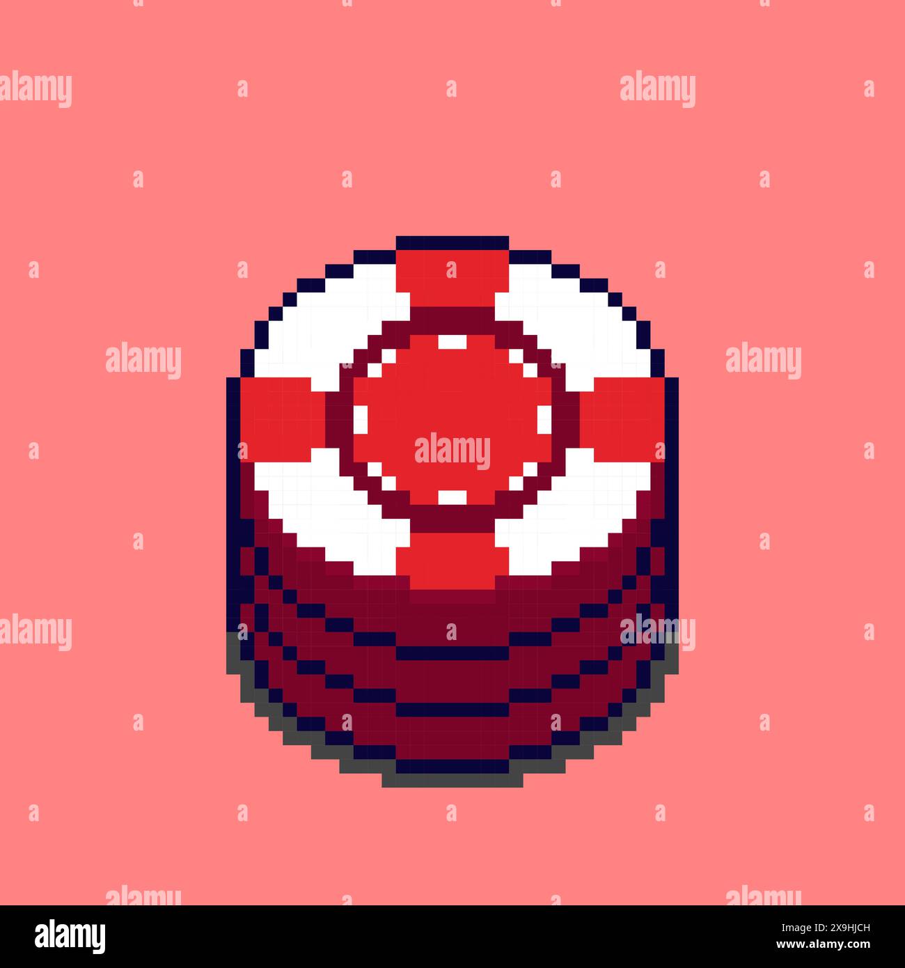Vektor-Illustration von Chip Casino mit Pixel Art Design, perfekt für Spielelemente Themen Designs Stock Vektor