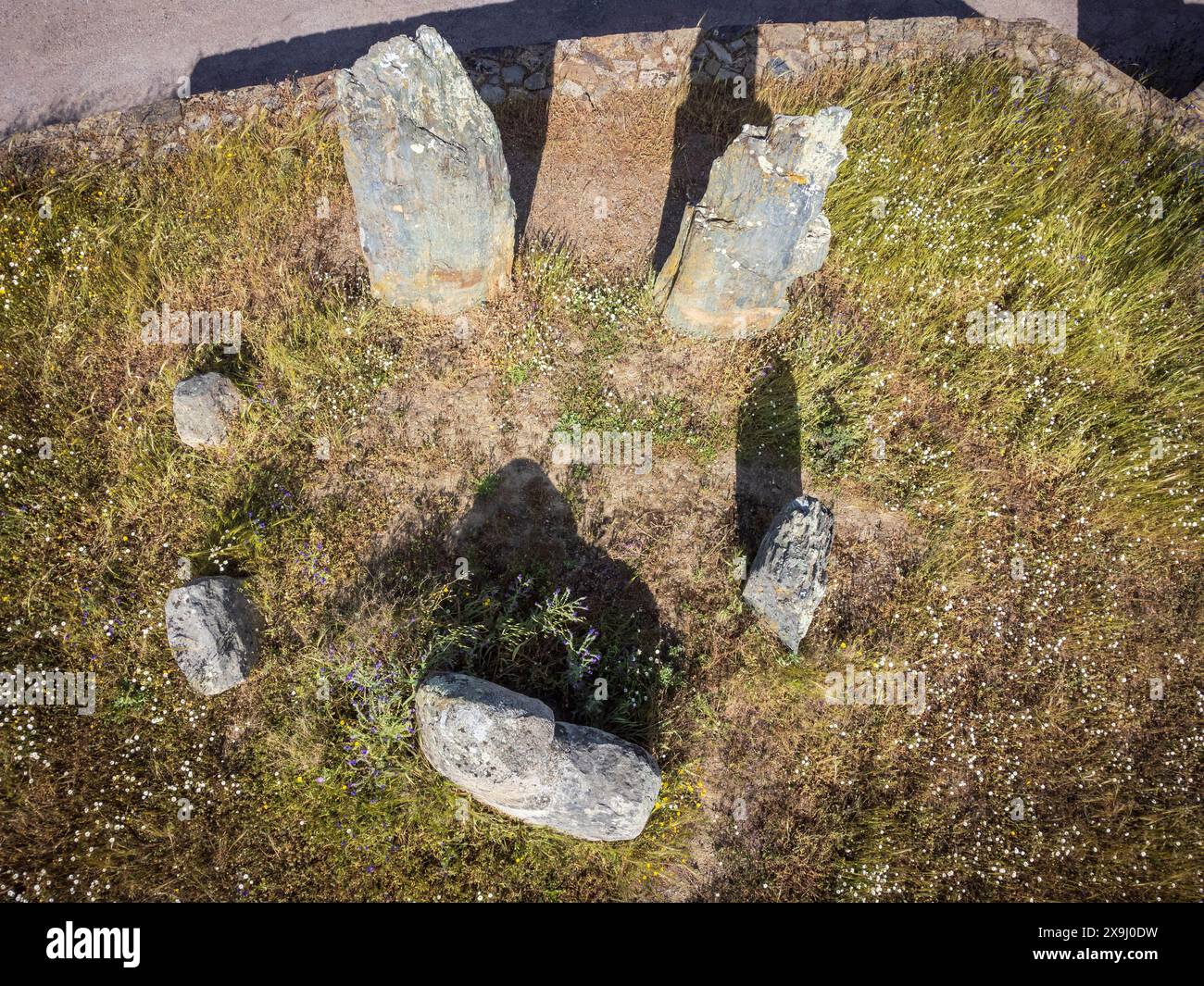 Cromlech von La Pasada del Abad (La Parada del Abad) Rosal de la Frontera, Huelva, Andalusien, Spanien. Stockfoto