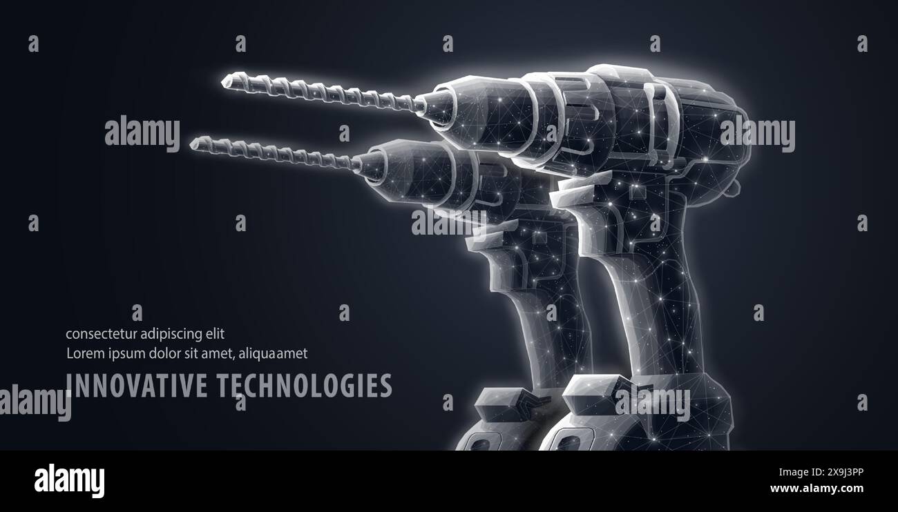 Akku-Bohrmaschine. Elektrowerkzeug, Elektroschrauber Stock Vektor