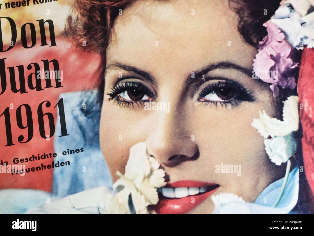 Viersen, Deutschland - 9. Mai. 2024: Porträt der Schauspielerin Greta Garbo auf dem Cover des deutschen Magazins von 1961 Stockfoto