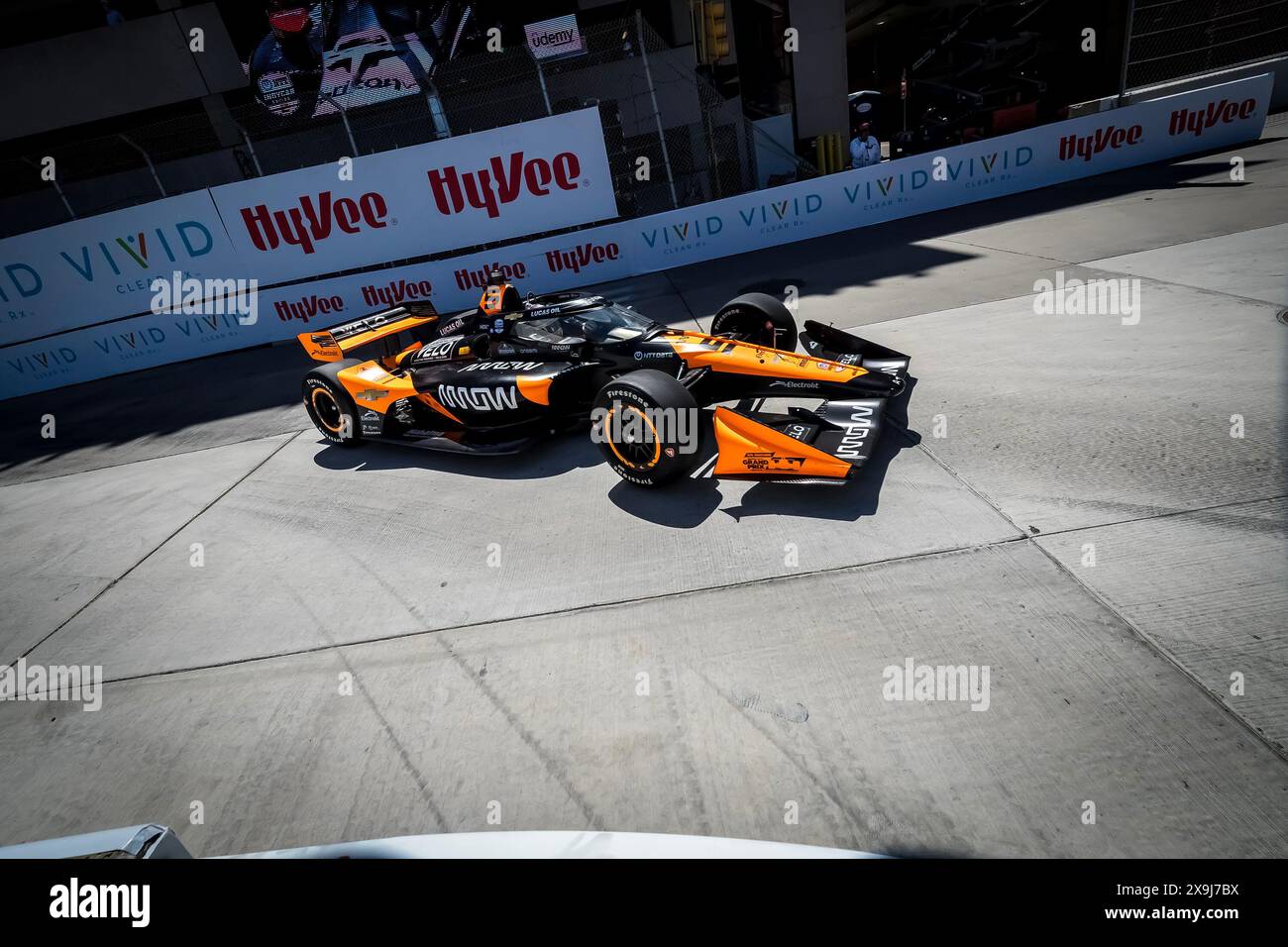 31. Mai 2024, Detroit, Mi, USA: Treiber der NTT INDYCAR-SERIE, PATO OWARD (5) aus Monterey, Mexiko, Praxen für den Detroit Grand Prix auf den Straßen von Detroit in Detroit, MI. (Foto: © Walter G. Arce Sr./ASP Via ZUMA Press Wire) NUR REDAKTIONELLE VERWENDUNG! Nicht für kommerzielle ZWECKE! Stockfoto