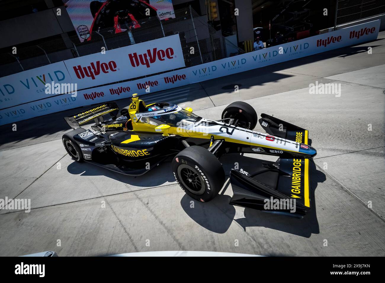 31. Mai 2024, Detroit, Mi, USA: Treiber der NTT INDYCAR-SERIE, COLTON HERTA (26) aus Valencia, Kalifornien, Praxen für den Detroit Grand Prix auf den Straßen von Detroit in Detroit, MI. (Credit Image: © Walter G. Arce Sr./ASP via ZUMA Press Wire) NUR REDAKTIONELLE VERWENDUNG! Nicht für kommerzielle ZWECKE! Stockfoto