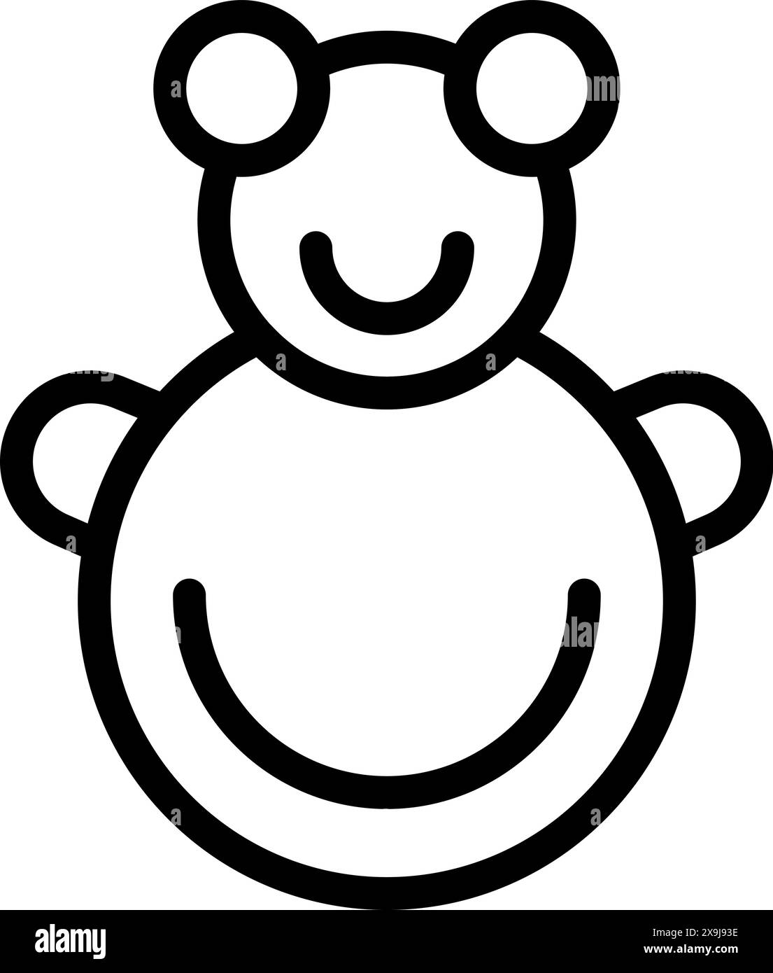 Niedliches und verspieltes Zeichentrickbärensymbol im schwarz-weißen Linienstil. Perfekt für Kindermaskottchen und Logodesign. Ein skurriles und fröhliches Element für Kinderbilder und Grafiken für Kinder Stock Vektor