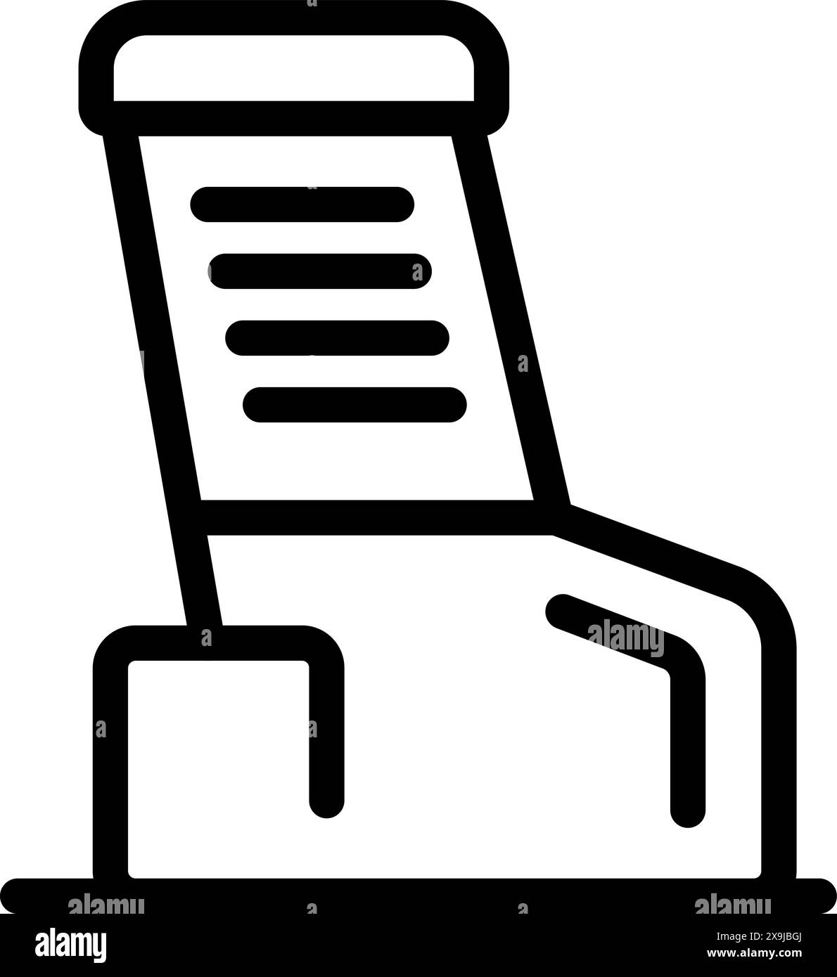 Stilvoller und moderner Bürostuhl Icon im linearen Schwarz-weiß-Design für geschäftliche Arbeitsbereiche und professionelle Innendekorationen Stock Vektor