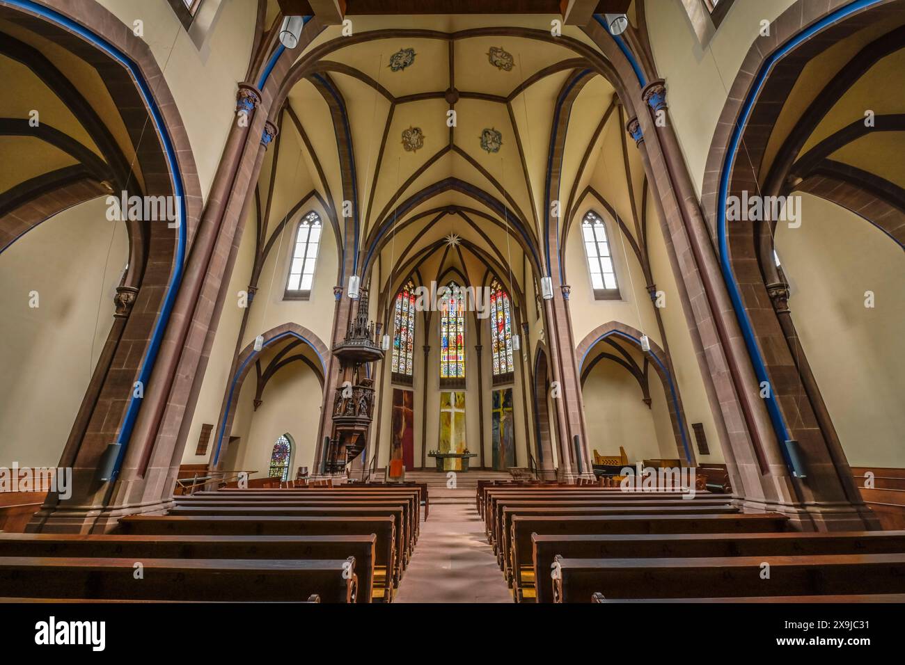Evangelische Stadtkirche, Poststraße, Offenburg, Baden-Württemberg, Deutschland Stockfoto