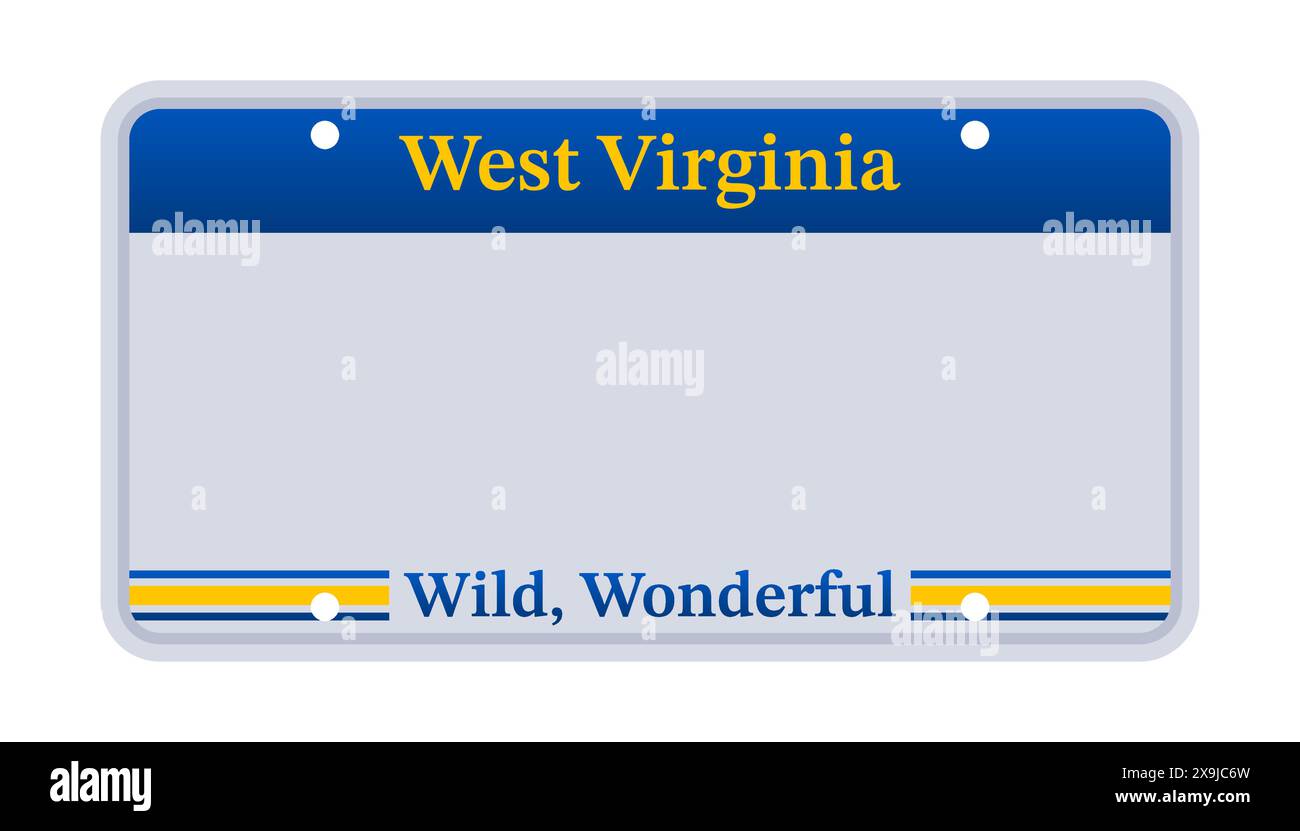 Nummernschild von West Virginia. Autokennzeichen. Abbildung des Vektormaterials Stock Vektor