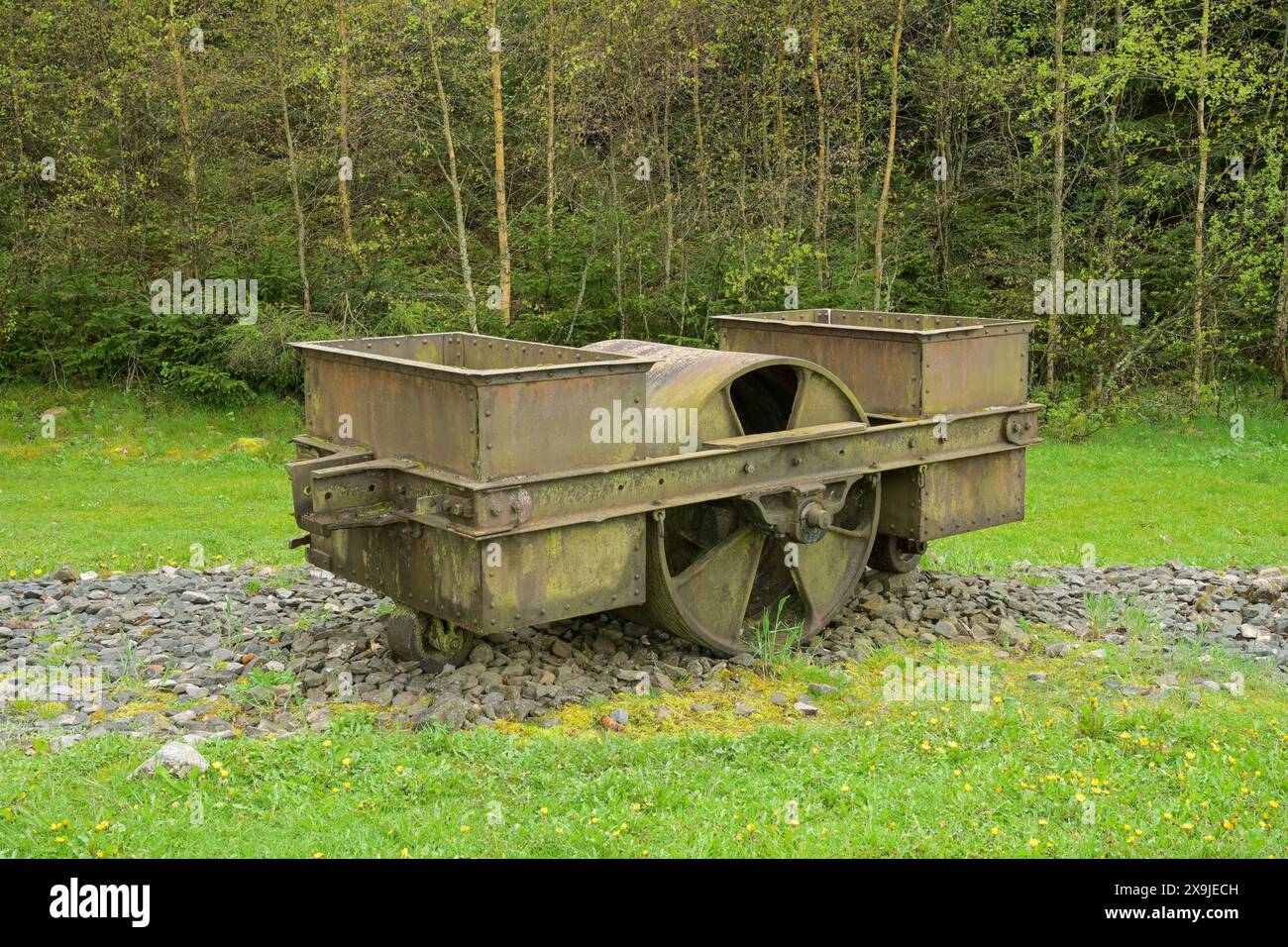 Von Hand gezogene Walze, KZ Struthof, Natzweiler, Elsass, Frankreich Stockfoto