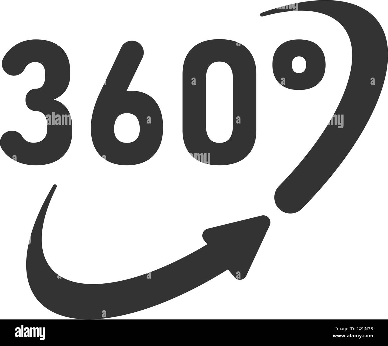 360-Grad-Symbol in flacher Ausführung. Symbolvektorillustration auf isoliertem Hintergrund drehen. Winkelansichtszeichen Geschäftskonzept. Stock Vektor