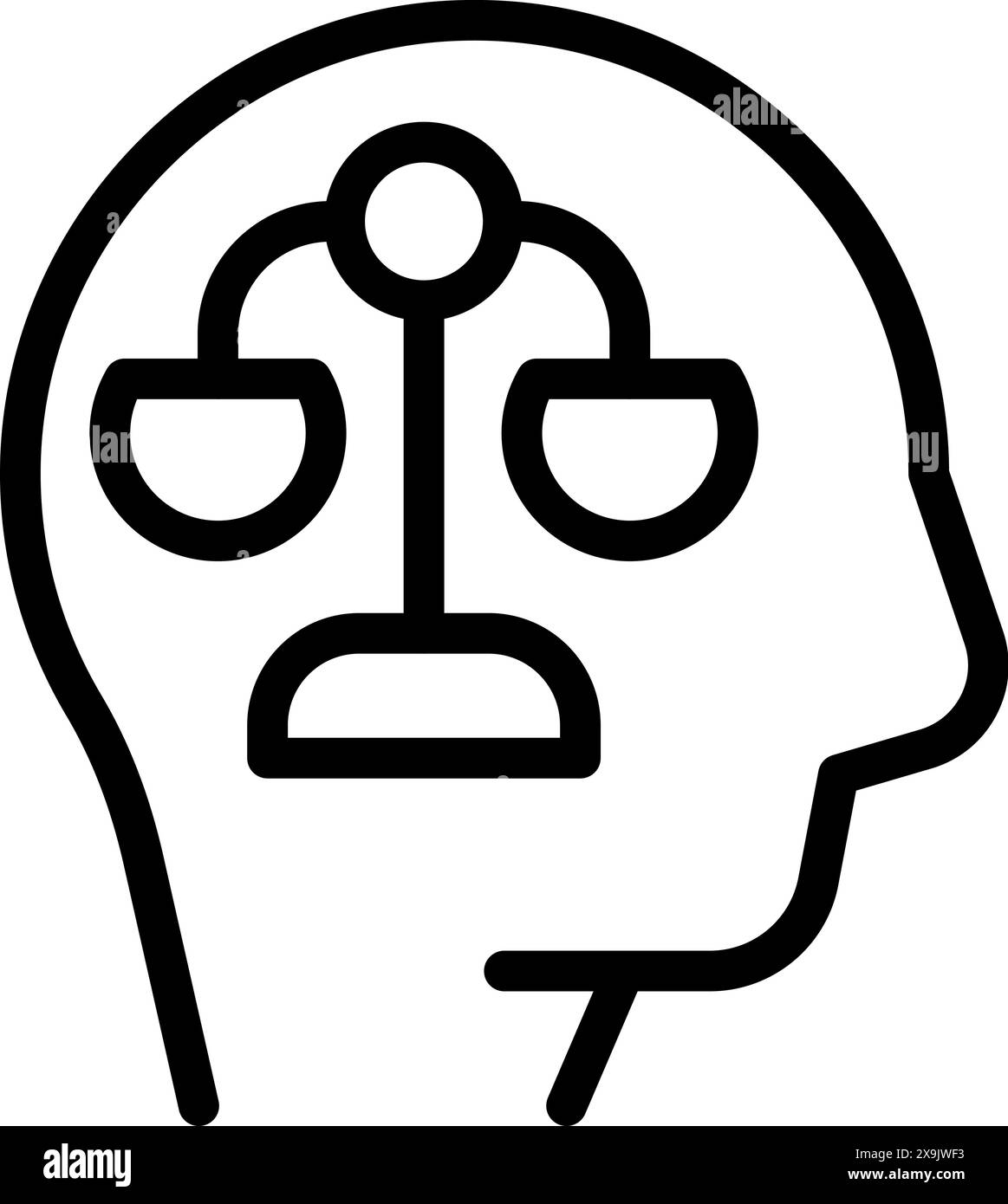 Ausgeglichenes Mind-Konzept-Symbol mit einem Fokus auf geistige Gesundheit, Gleichgewicht und emotionale Stabilität in Psychologie und Wohlbefinden, dargestellt in einer einfachen Linie Art Vektor Grafik Design Illustration Stock Vektor