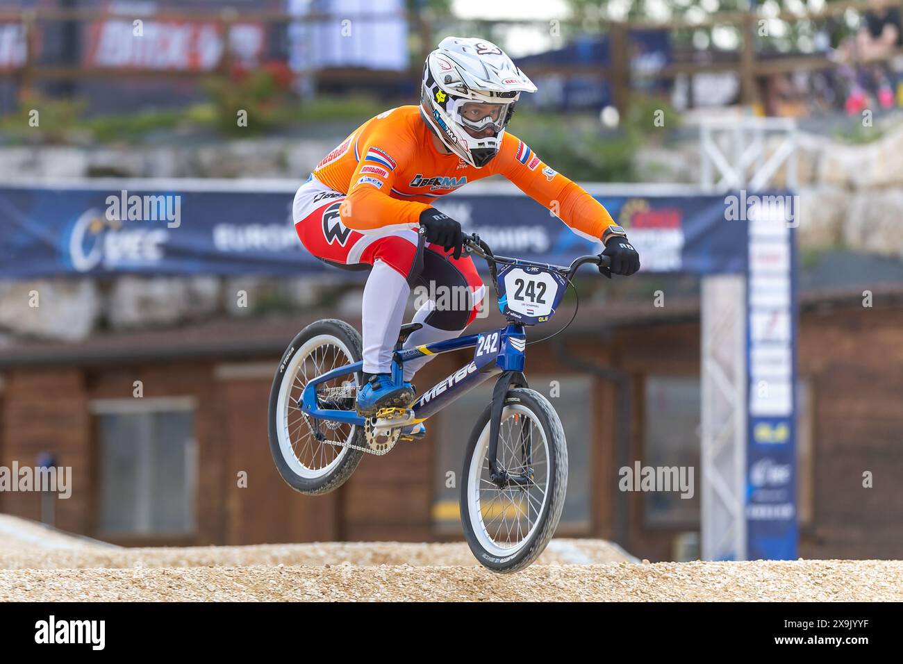 VERONA, ITALIEN - MAI 30: Jay Schippers aus den Niederlanden während der Previews der UEC BMX Europameisterschaften 2024 am 30. Mai 2024 in Verona, Italien. (Foto: Nico van Dartel/BSR Agency) Stockfoto