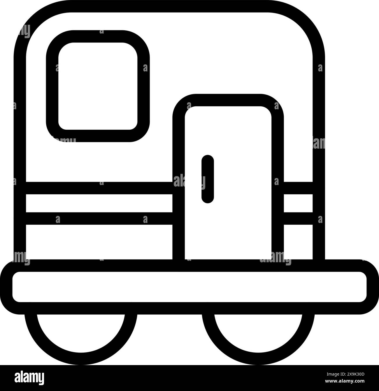 Die schwarze Strichgrafik eines modernen Freizeitfahrzeugs, geeignet für Reisethemen Stock Vektor