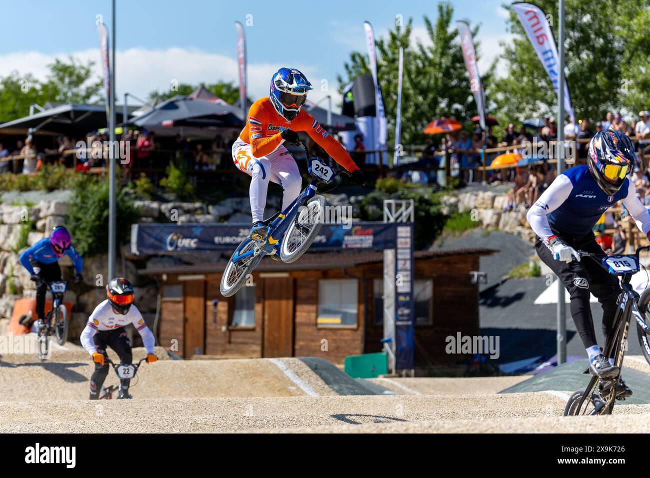 VERONA, ITALIEN - 1. JUNI: Jay Schippers aus den Niederlanden während des ersten Tages der UEC BMX Europameisterschaft 2024 am 1. Juni 2024 in Verona, Italien. (Foto: Nico van Dartel/BSR Agency) Stockfoto