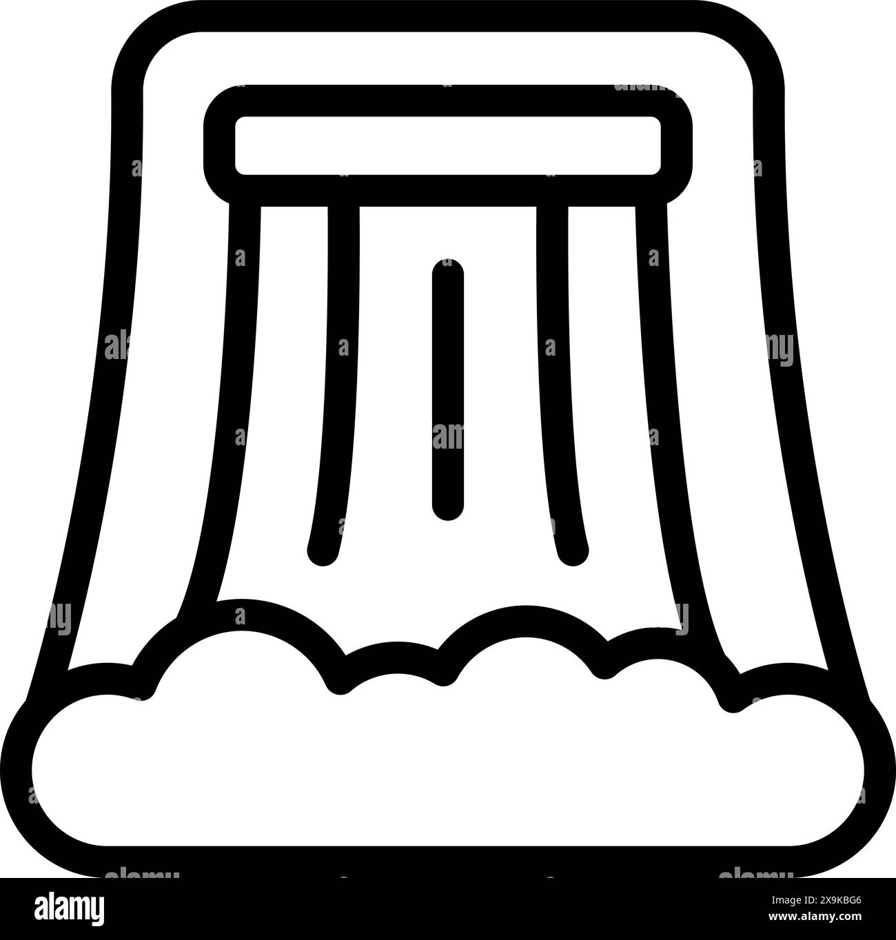 Vereinfachte Linienzeichnung eines kaskadierenden Wasserfalls, ideal für Symbole und minimalistische Designs Stock Vektor