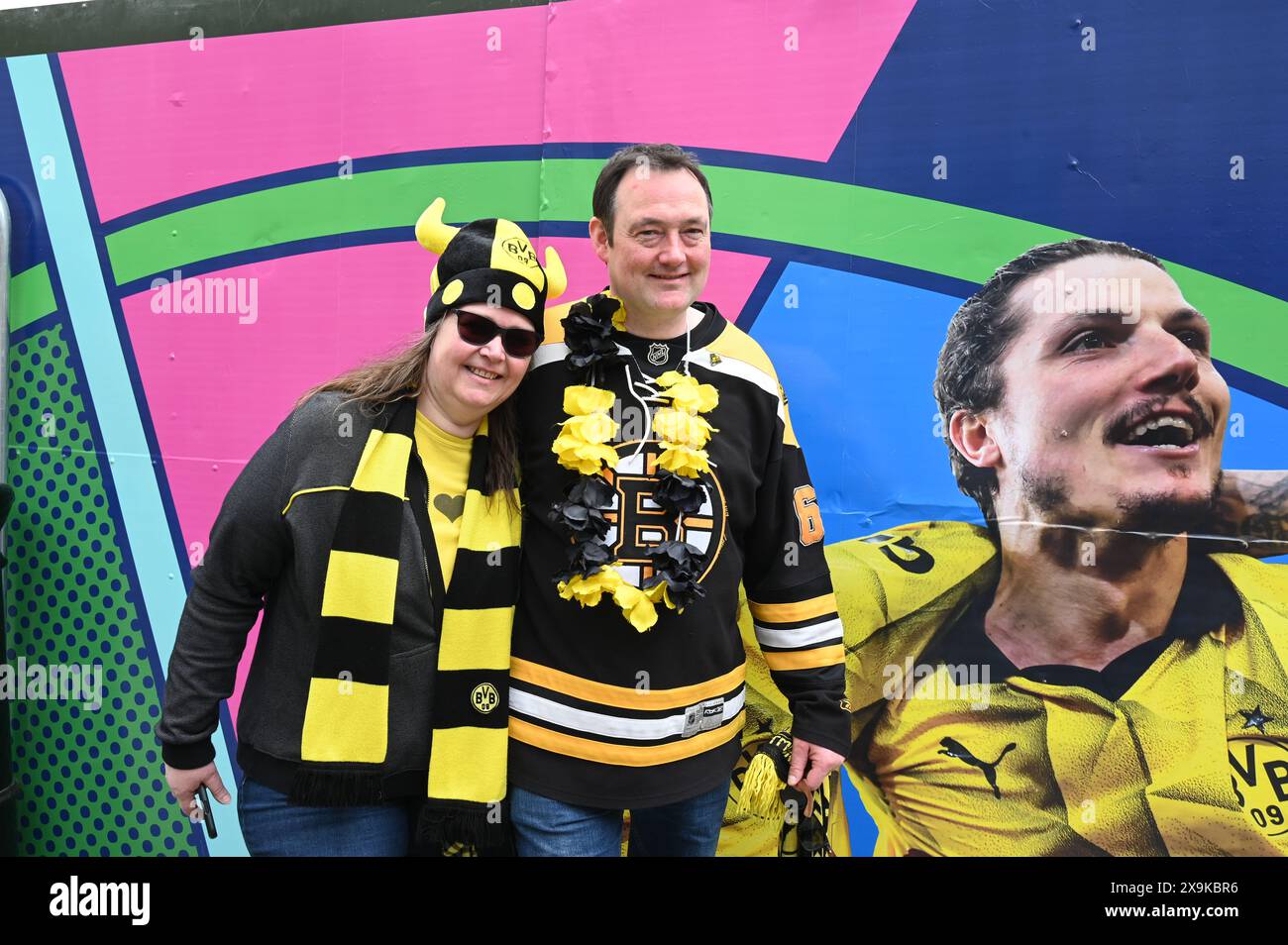 Borussia Dortmund Fans, Champions Festival auf dem Trafalgar Square vor dem Champions League Finale in Wembley zwischen Borussia Dortmund und Real Madrid. Quelle: michael melia/Alamy Live News Stockfoto