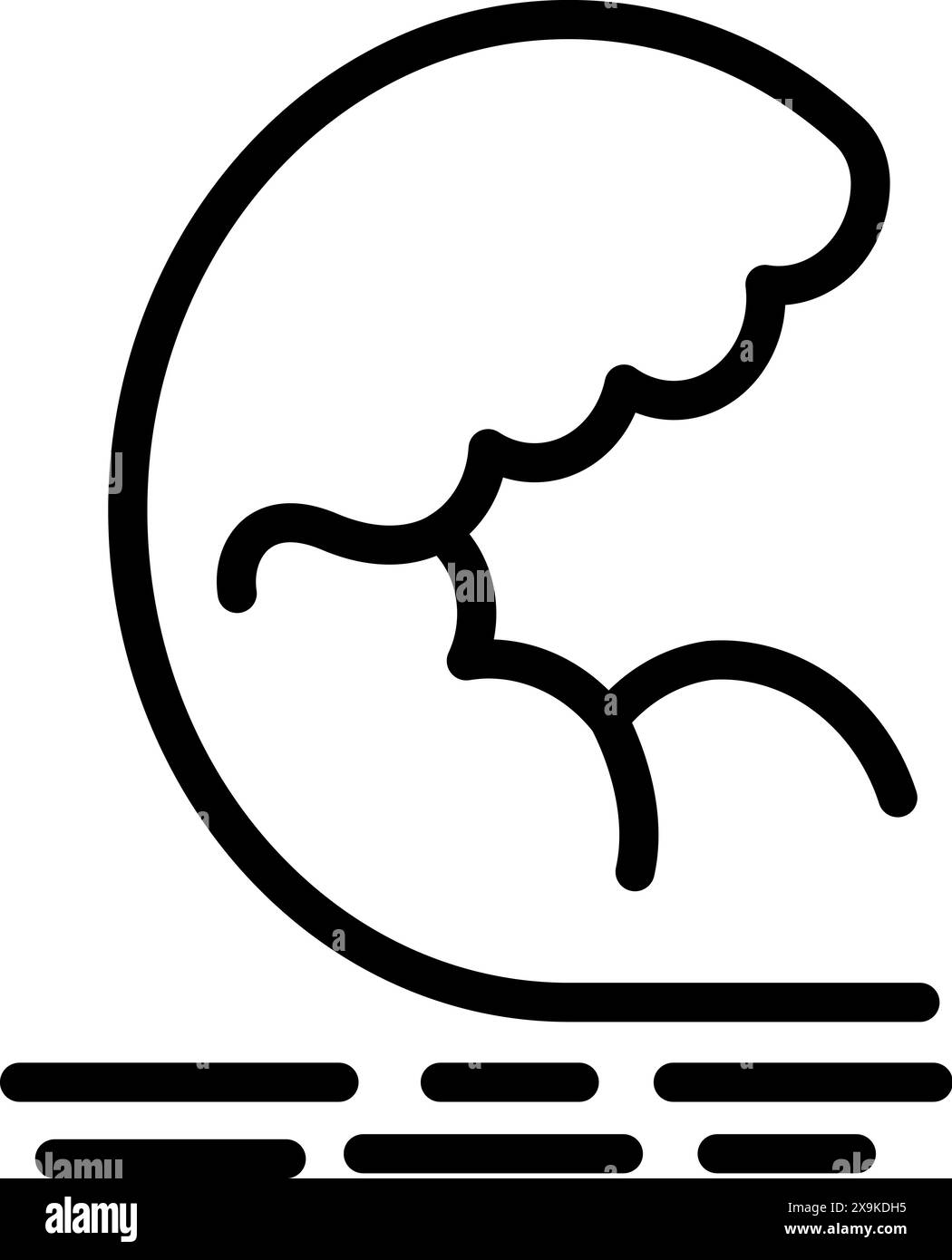 Minimalistisches Line Art Symbol einer brechenden Welle über ruhigem Wasser Stock Vektor