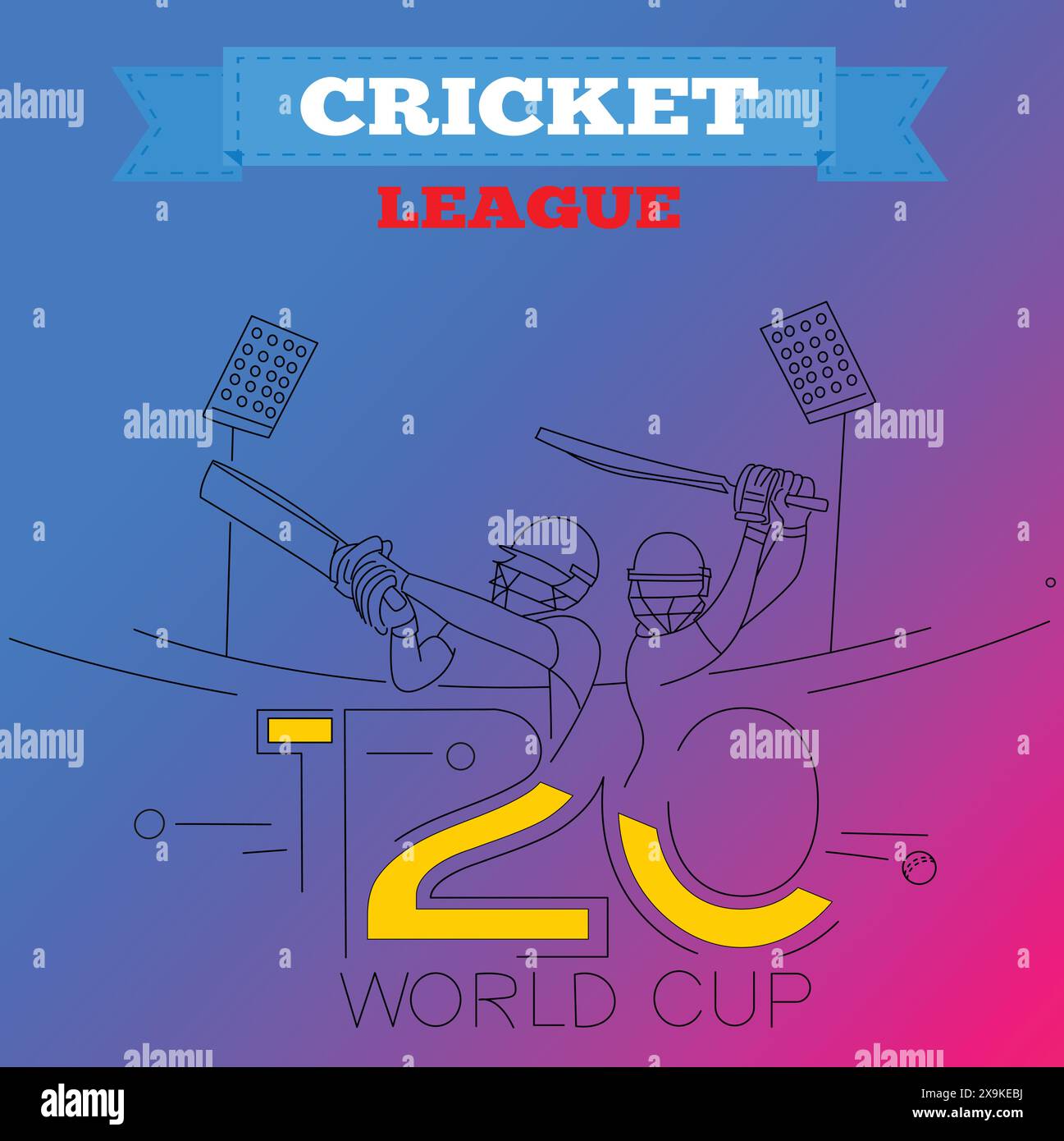 Cricket World Cup 2023 Schlagmann und Bowler spielen Cricket Championship Hintergrund Stock Vektor