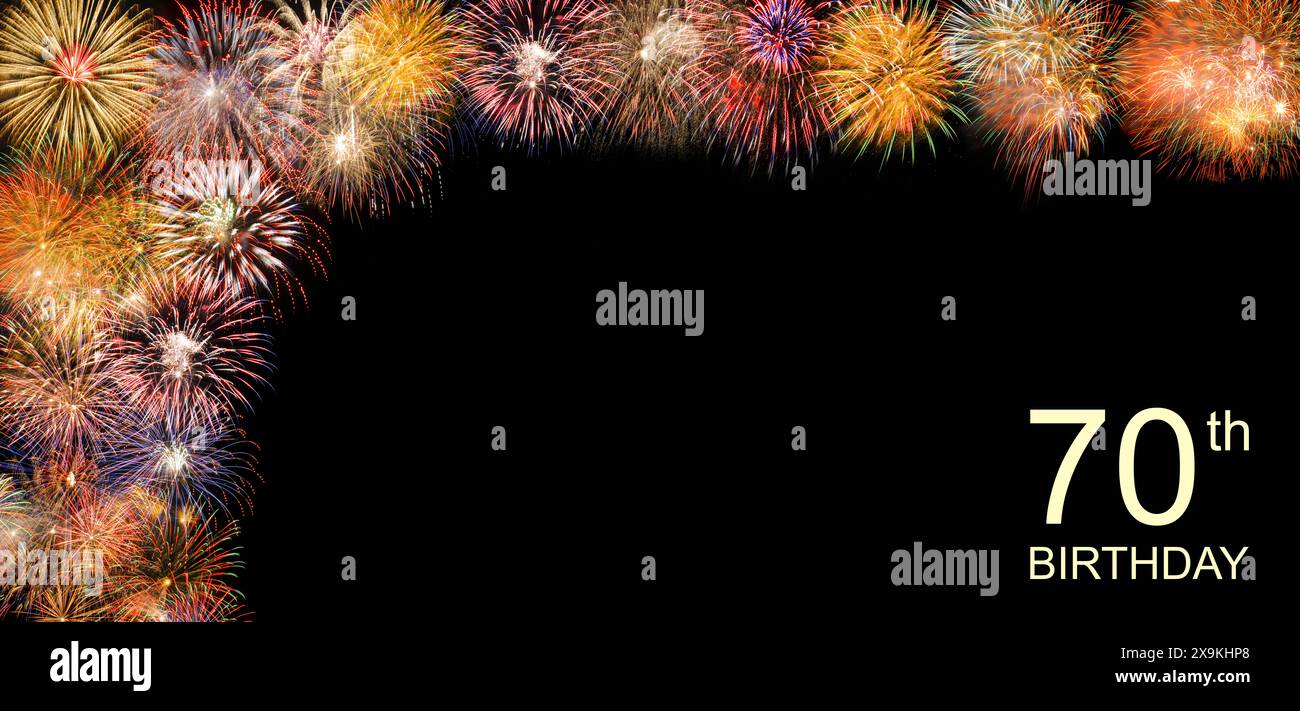Glückwunsch zum 70. Geburtstag Glückwunschkarte zum 70. Geburtstag mit Feuerwerk, FOTOMONTAGE *** Happy 70th Birthday Grußkarte mit Feuerwerk, FO Stockfoto