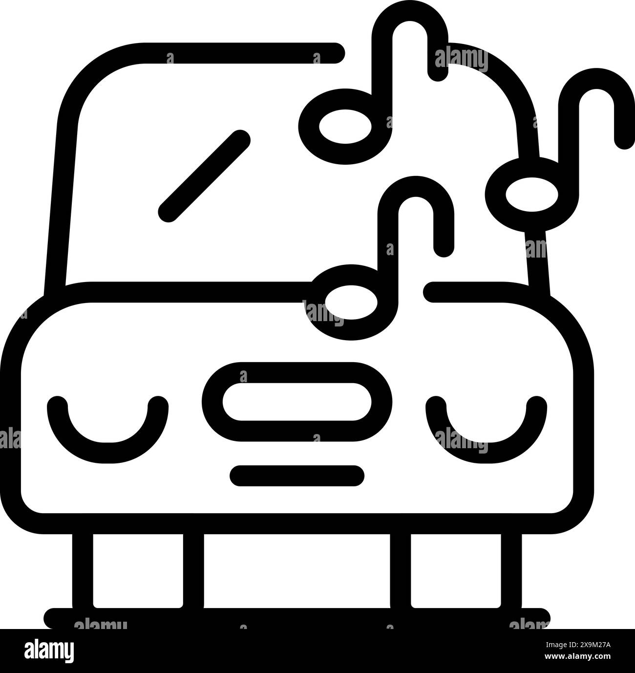 Schwarz-weiße Strichkunst eines stilisierten Autos aus Puzzleteilen Stock Vektor