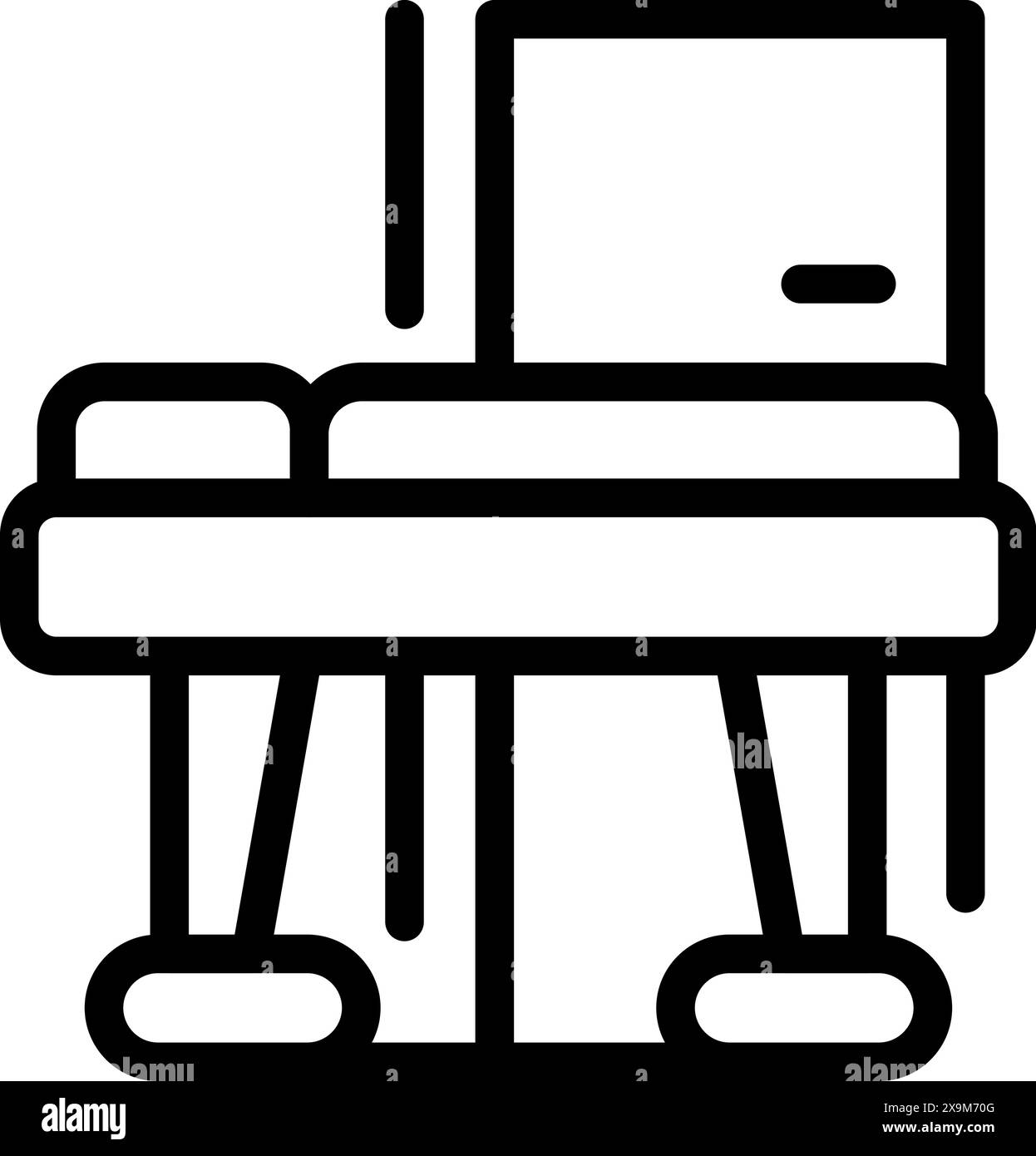 Eleganter und moderner Schreibtisch mit minimalistischem Design für eine effiziente Illustration der Arbeitsumgebung Stock Vektor