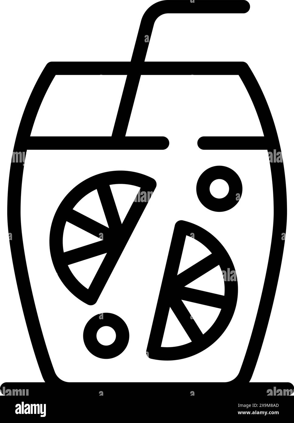 Erfrischende Limonade-Symbol mit Zitronenscheiben, Stroh und einem Glas auf einer minimalistischen und trendigen Sommer-Vektor-Illustration. Ideal für Getränke, Getränke und zitrusbezogene Designs Stock Vektor