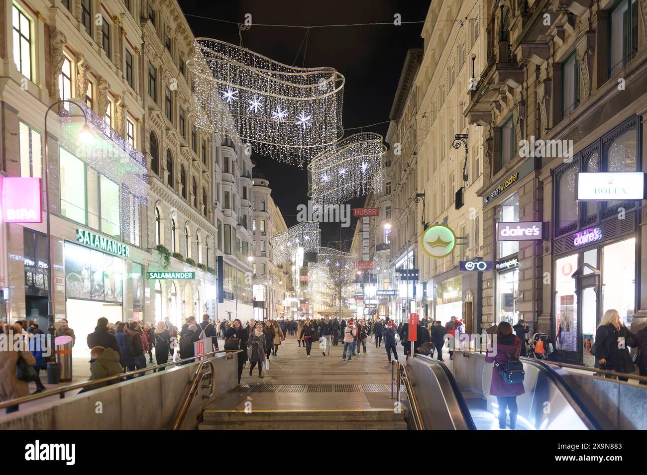 Wien, Österreich. November 2019. Weihnachtslichter 'am Graben' im 1. Wiener Gemeindebezirk Stockfoto