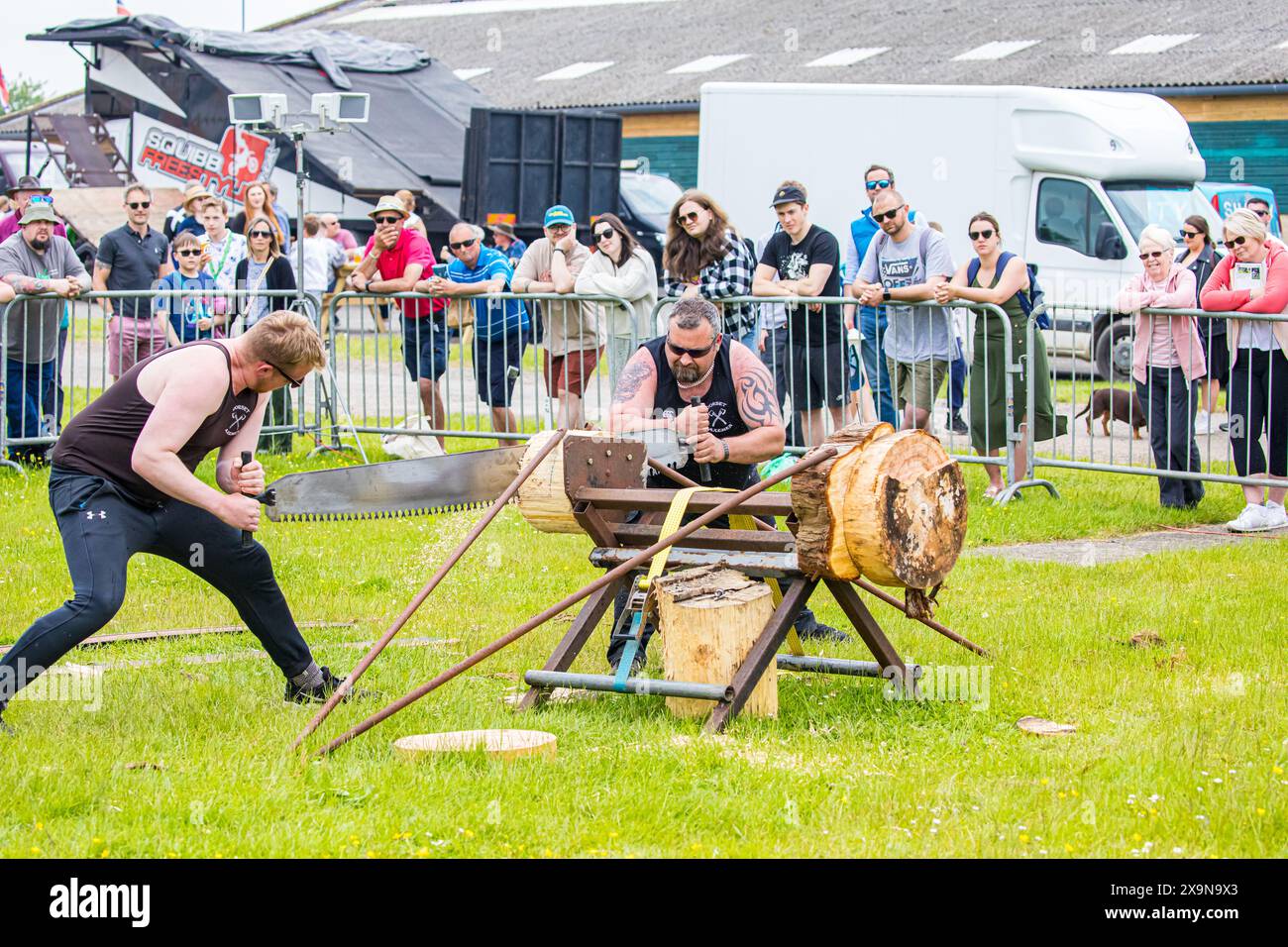 SHEPTON MALLET, SOMERSET, GROSSBRITANNIEN. Am 1. Juni 2024 zeigte Dorset Axemen ihre Fähigkeiten bei der Royal Bath and West Show 2024. John Rose/Alamy Live News Stockfoto