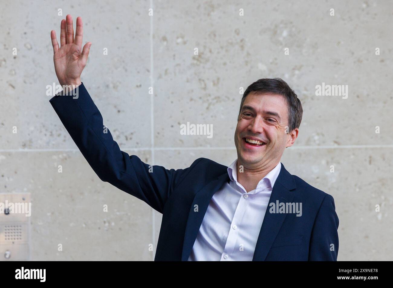 London, Großbritannien. Juni 2024. Co-Vorsitzende der Grünen Partei von England und Wales, Adrian Ramsay, bei der BBC am Sonntag mit Laura Kuenssberg. Quelle: Mark Thomas/Alamy Live News Stockfoto