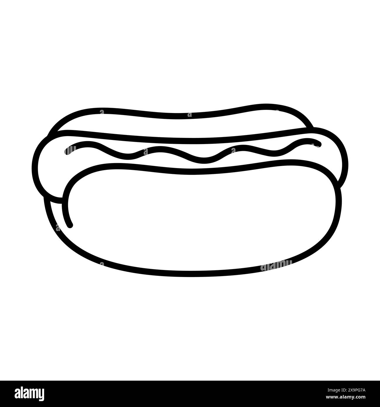 Symbol für handgezeichnete Hotdog-Linie. Einfache schwarz-weiße Hot Dog-Kritzelei, Vektor-Illustration. Stock Vektor