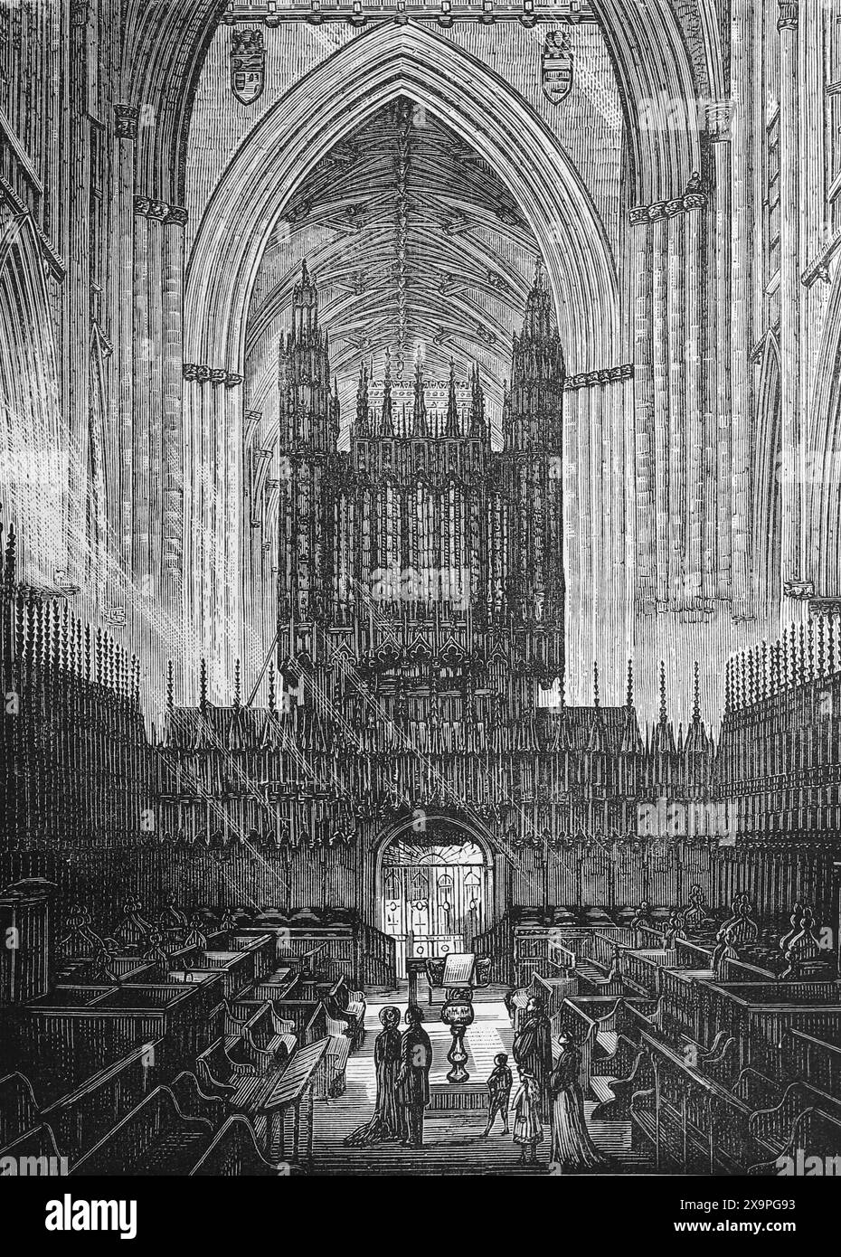 Der Chor of York Minster, wie er im späten 19. Jahrhundert erschien. Schwarz-weiß-Illustration aus unserem eigenen Land Band III, veröffentlicht von Cassell, Petter, Galpin & Co. Im späten 19. Jahrhundert. Stockfoto