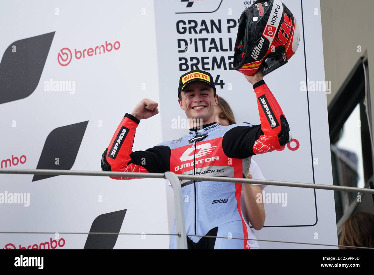 Mugello, Italien. Juni 2024. Foto Alessandro La Rocca/LaPresse 02-06-2024, GRAN PREMIO D'ITALIA Brembo Sport-motociclismo-Motomondiale GRAN PREMIO D'ITALIA Brembo- Autodromo Internazionale del Mugello- 2024-motogp- Gara im Foto:Podium Manuel Gonzalez-Gresini moto2- 2cl Foto Alessandro La Rocca/ Credit: LaPresse/Alamy Live News Stockfoto