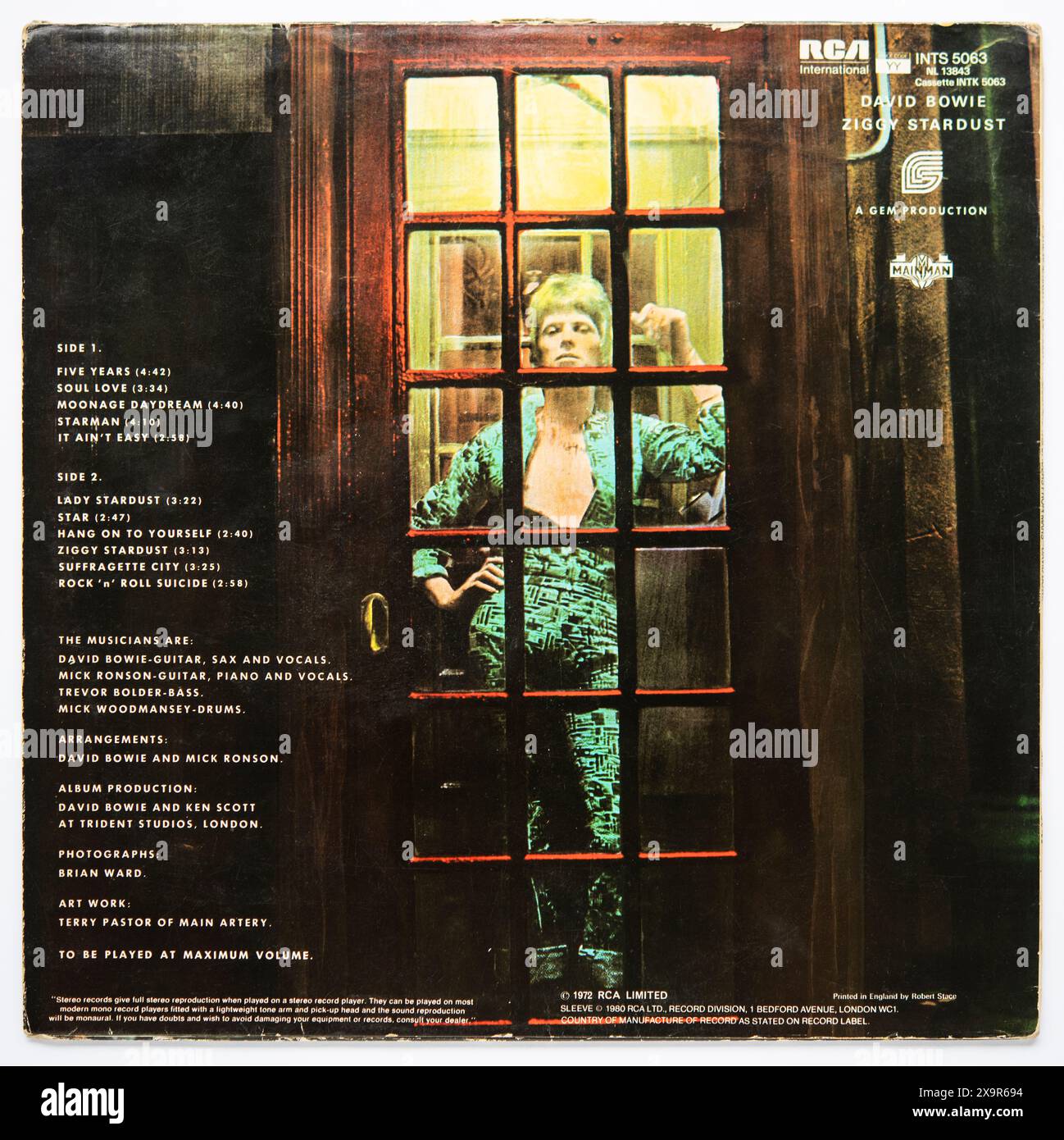 Das Cover von The Rise and Fall of Ziggy Stardust and the Spiders from Mars, dem fünften Studioalbum von David Bowie, das 1972 veröffentlicht wurde Stockfoto