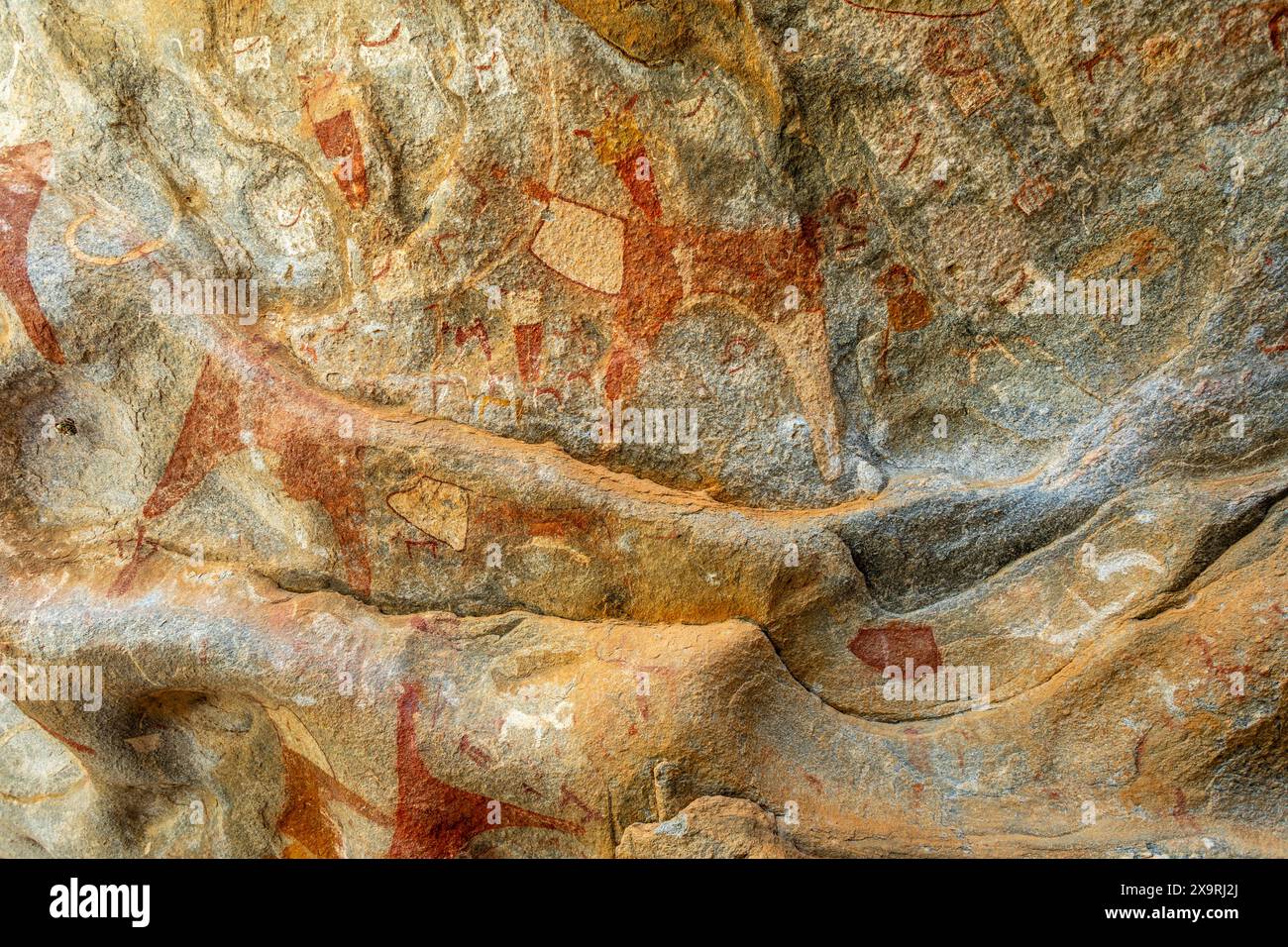 Antike Felsenkunst der Stämme primitive Schnitzereien von Tierfiguren, Laas Geel, Maroodi Jeex, Hargeisa, Somaliland Stockfoto