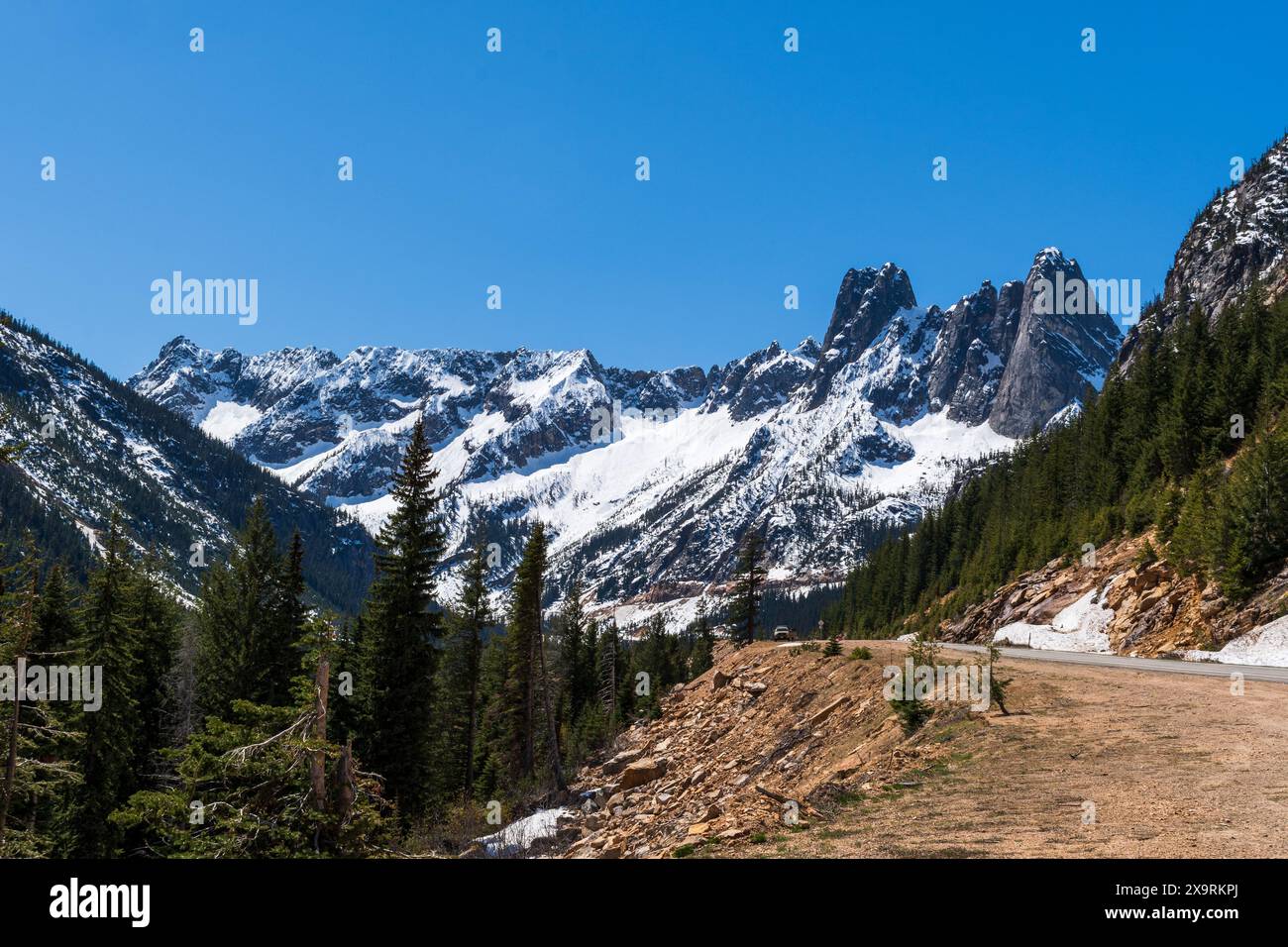 Schöner Frühlingstag, North Cascades National Park Complex, Washington, USA Stockfoto