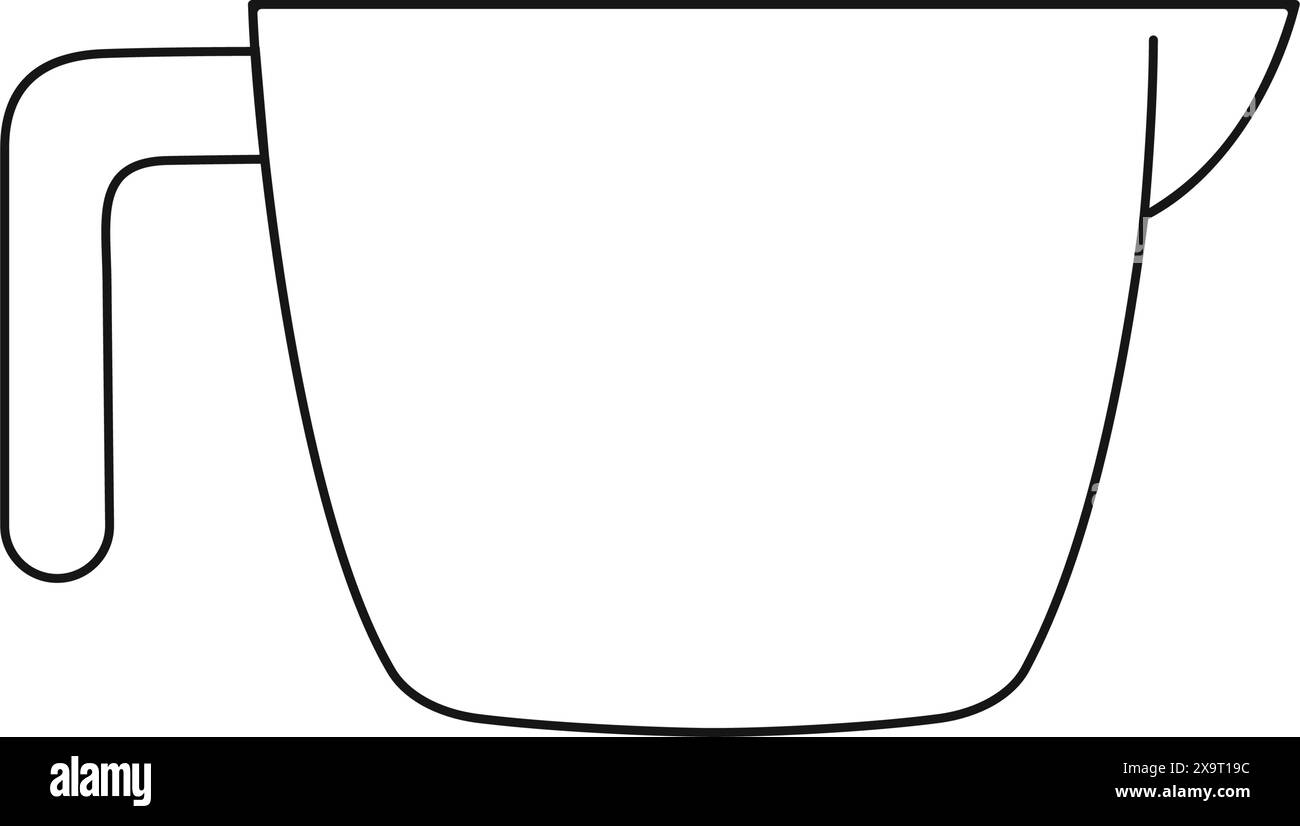 Messbecher-Symbol. Leerer Flüssigkeitsbehälter für Kochzwecke oder chemische Experimente, isoliert auf weißem Hintergrund. Vektorkontur, Abbildung. Stock Vektor